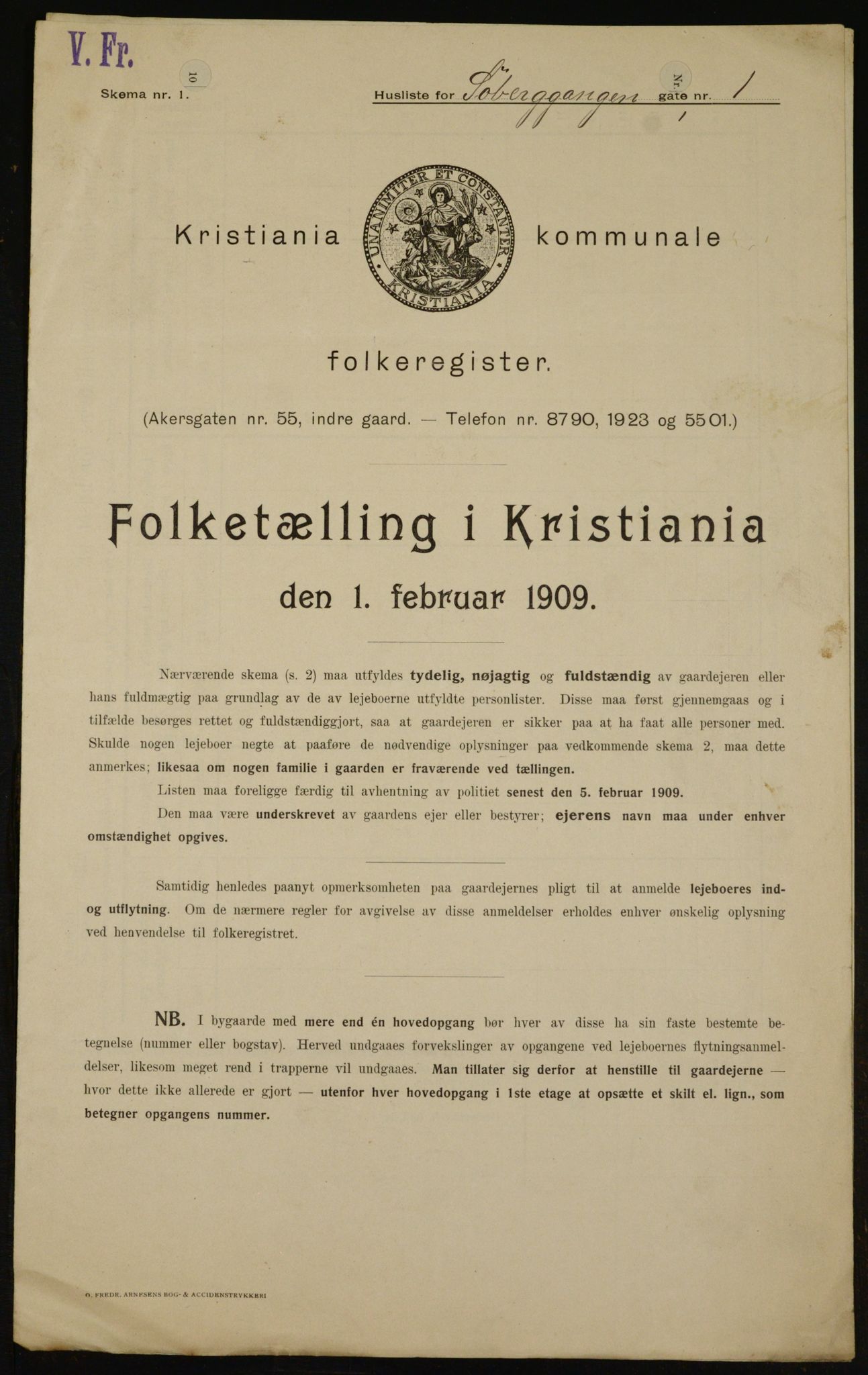 OBA, Municipal Census 1909 for Kristiania, 1909, p. 96146