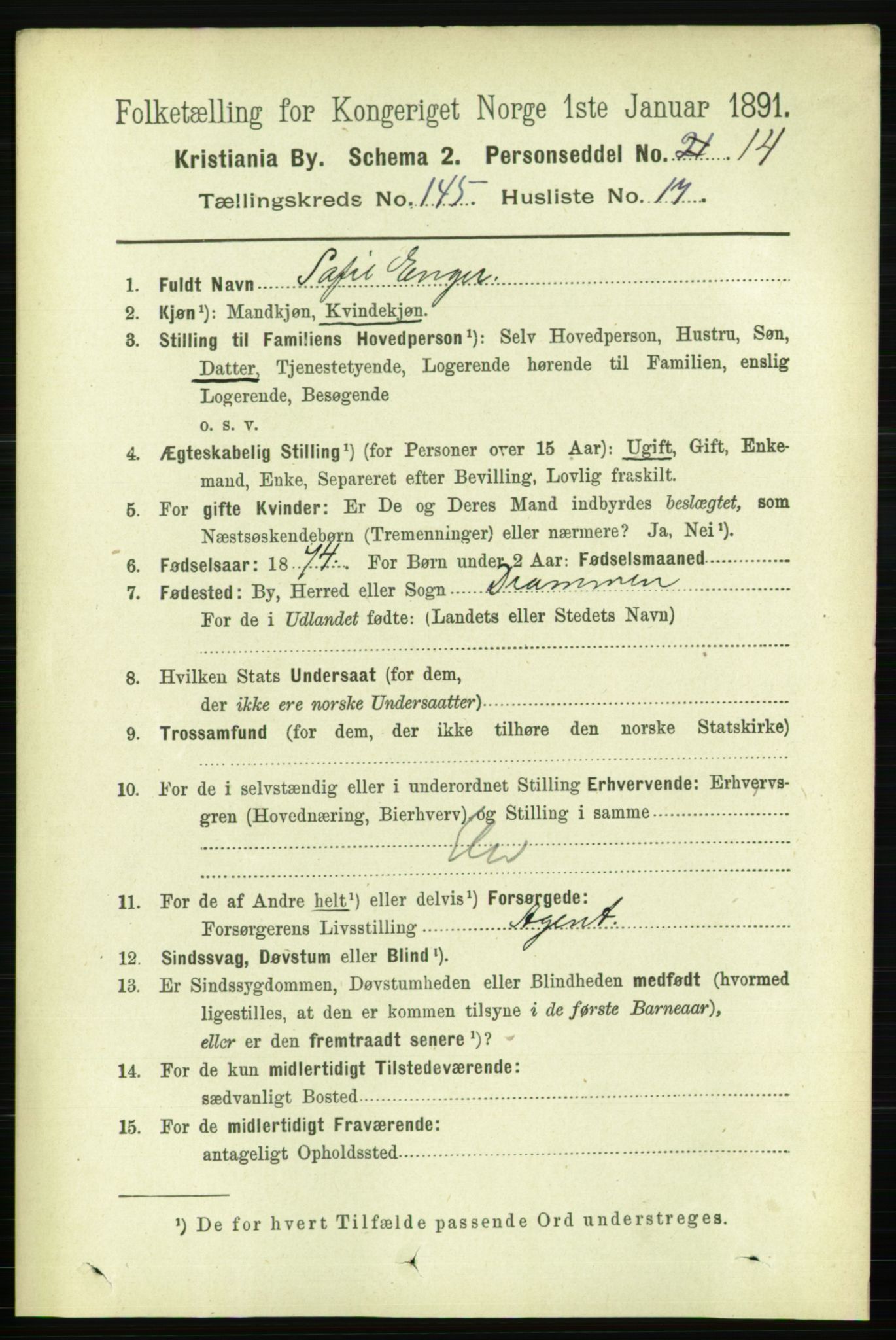 RA, 1891 census for 0301 Kristiania, 1891, p. 79892