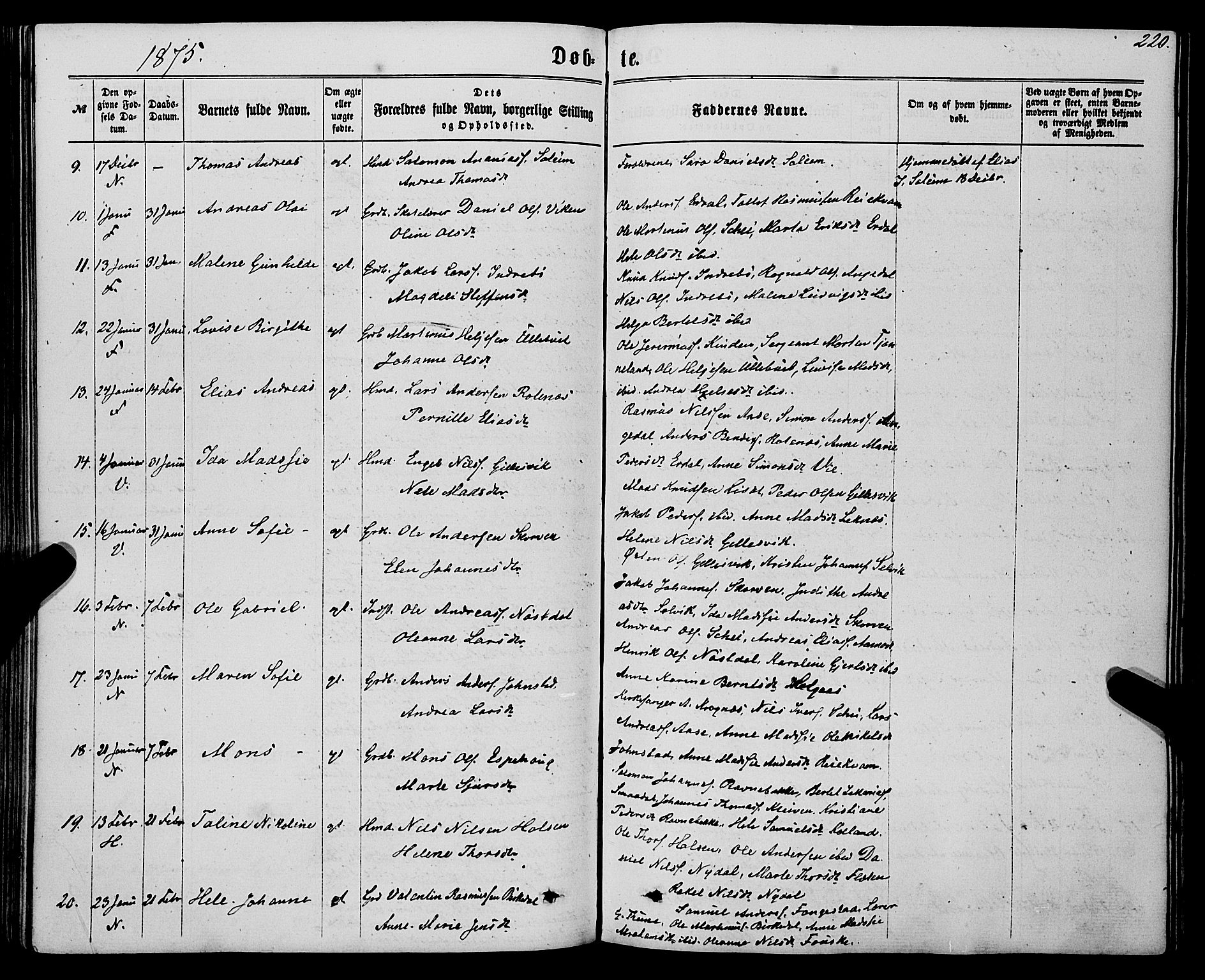 Førde sokneprestembete, SAB/A-79901/H/Haa/Haaa/L0009: Parish register (official) no. A 9, 1861-1877, p. 220