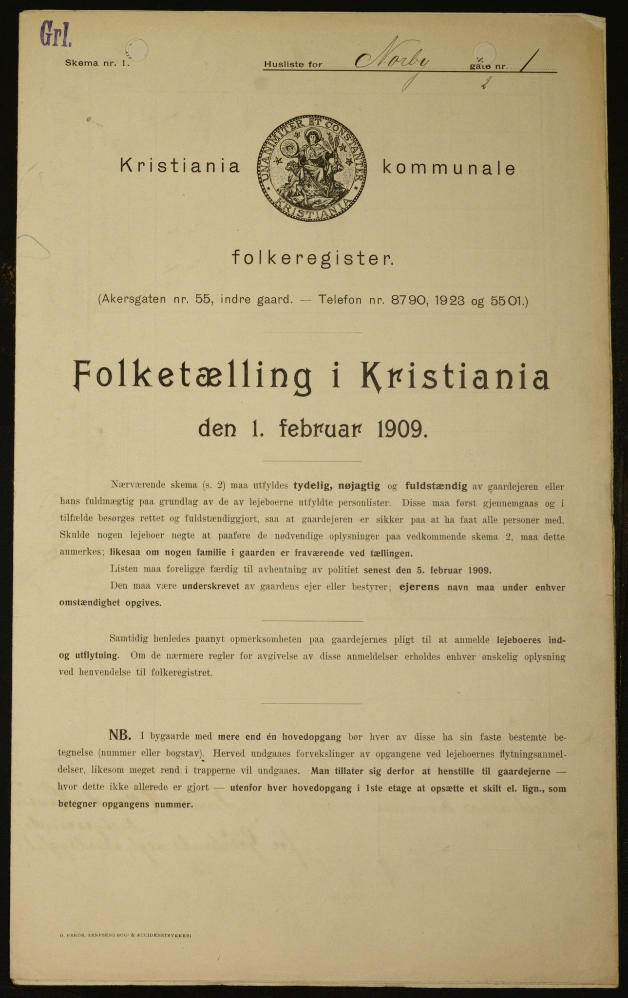 OBA, Municipal Census 1909 for Kristiania, 1909, p. 64636