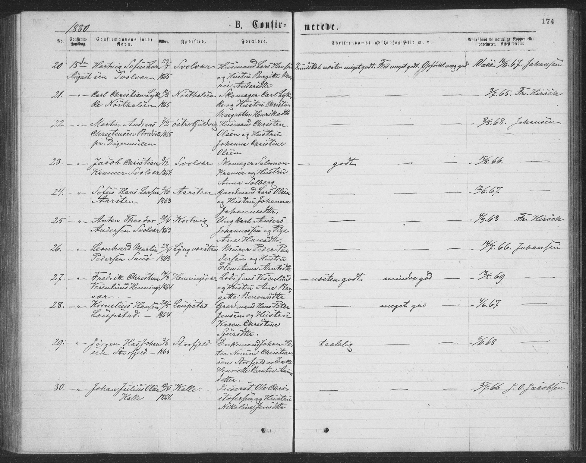 Ministerialprotokoller, klokkerbøker og fødselsregistre - Nordland, AV/SAT-A-1459/874/L1075: Parish register (copy) no. 874C04, 1876-1883, p. 174
