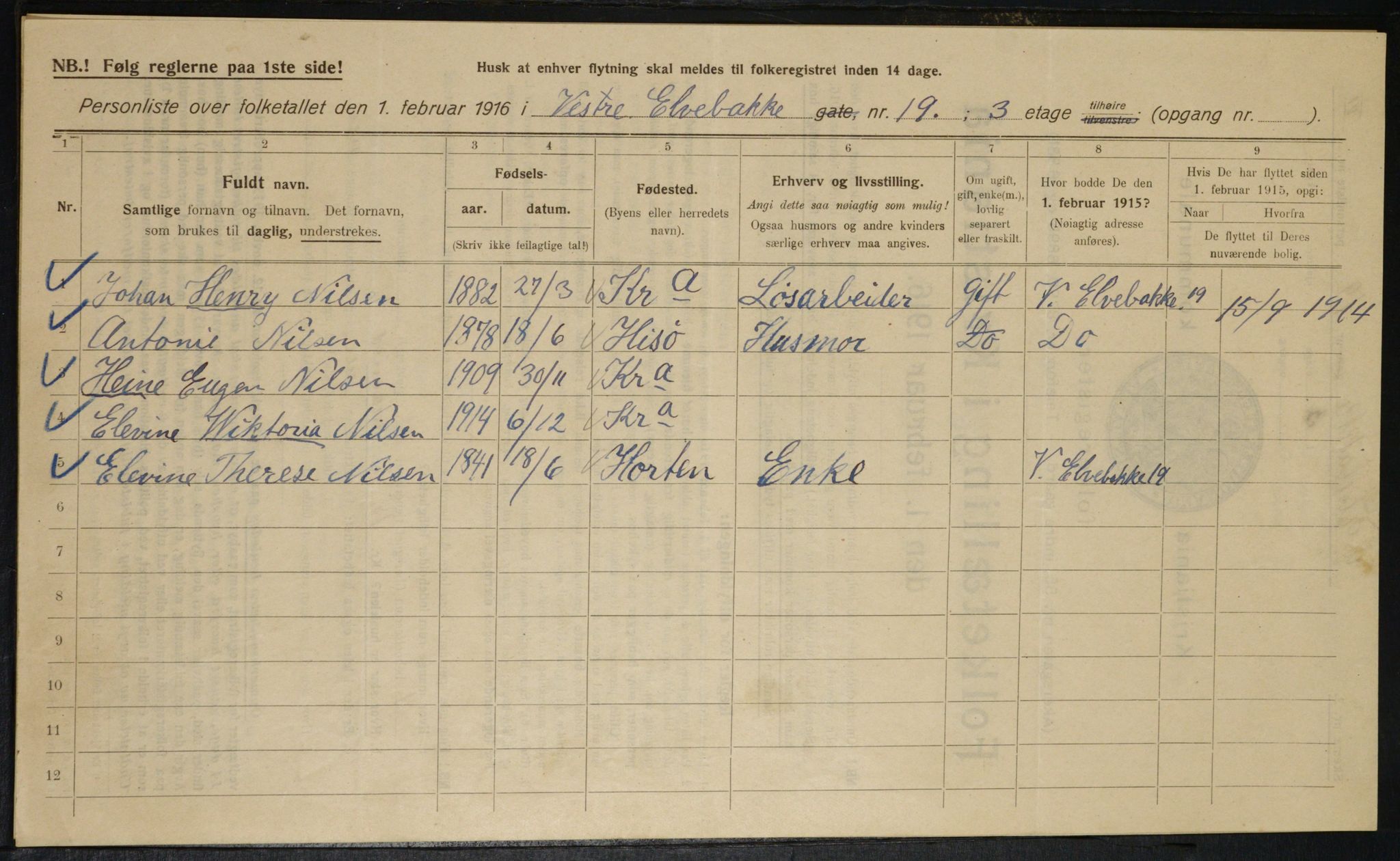 OBA, Municipal Census 1916 for Kristiania, 1916, p. 126288