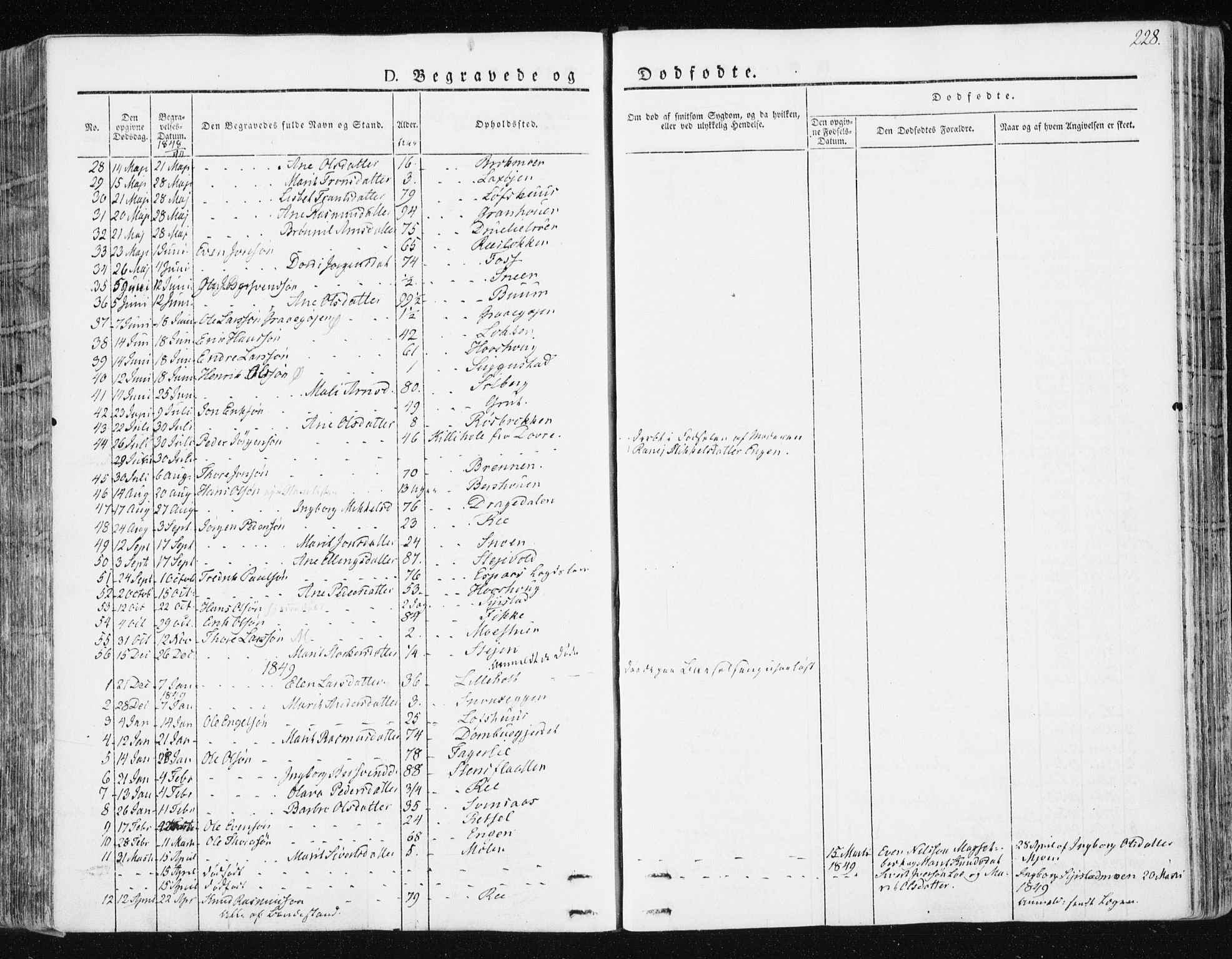 Ministerialprotokoller, klokkerbøker og fødselsregistre - Sør-Trøndelag, AV/SAT-A-1456/672/L0855: Parish register (official) no. 672A07, 1829-1860, p. 228