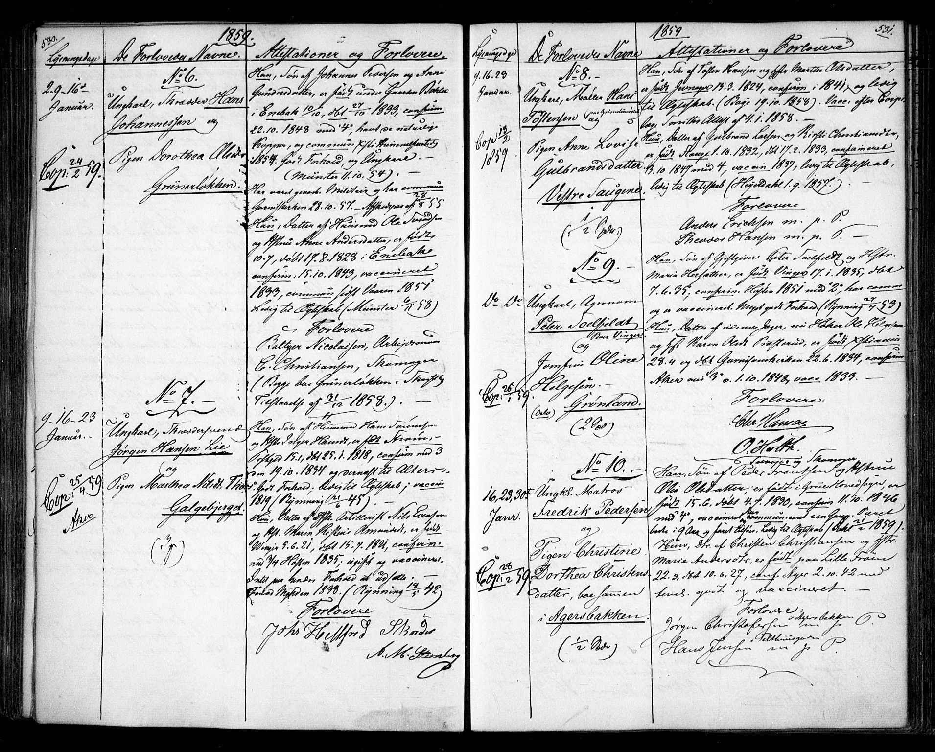 Aker prestekontor kirkebøker, AV/SAO-A-10861/H/L0005: Banns register no. 5, 1853-1864, p. 530-531