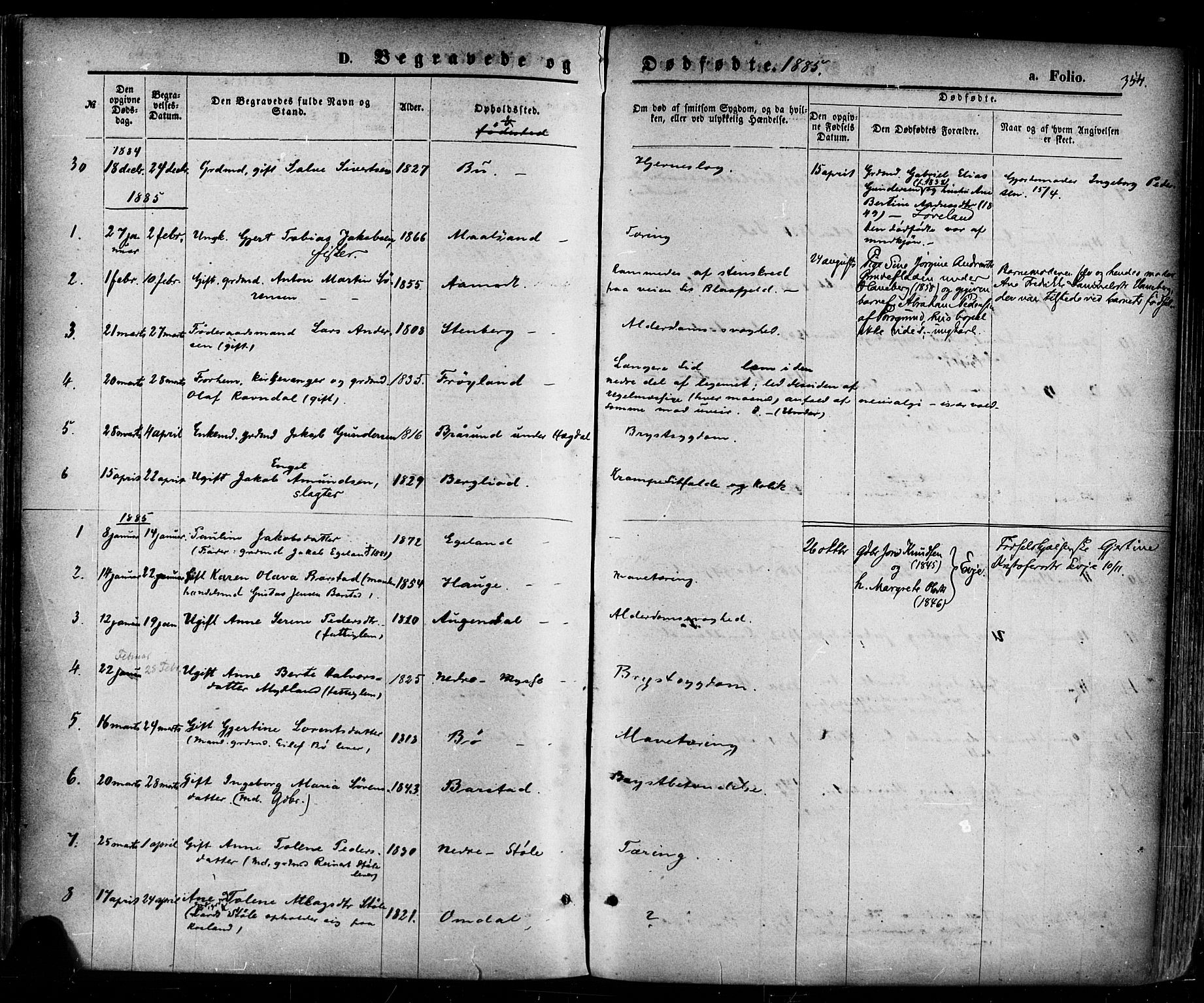 Sokndal sokneprestkontor, SAST/A-101808: Parish register (official) no. A 10, 1874-1886, p. 354