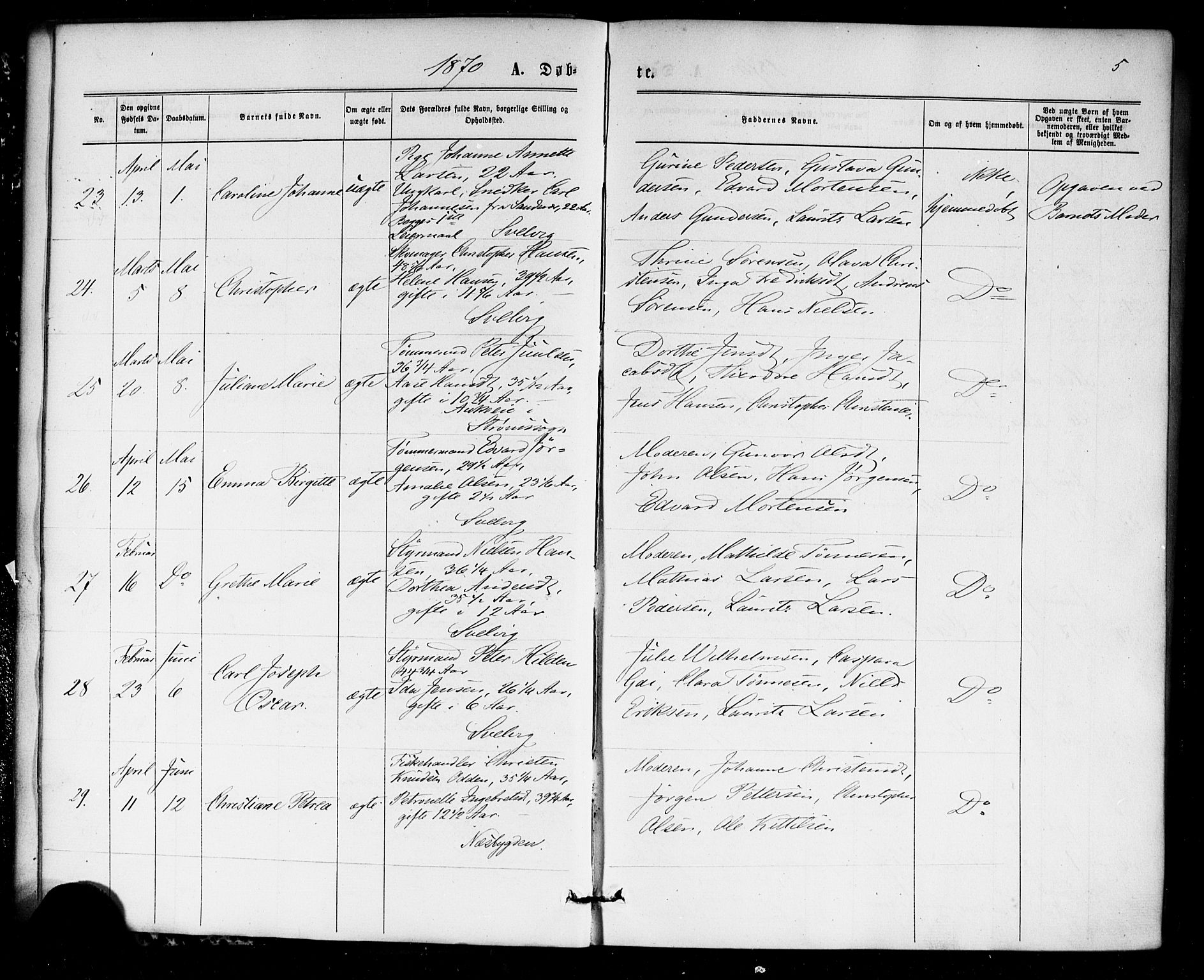 Strømm kirkebøker, SAKO/A-322/F/Fa/L0002: Parish register (official) no. I 2, 1870-1877, p. 5
