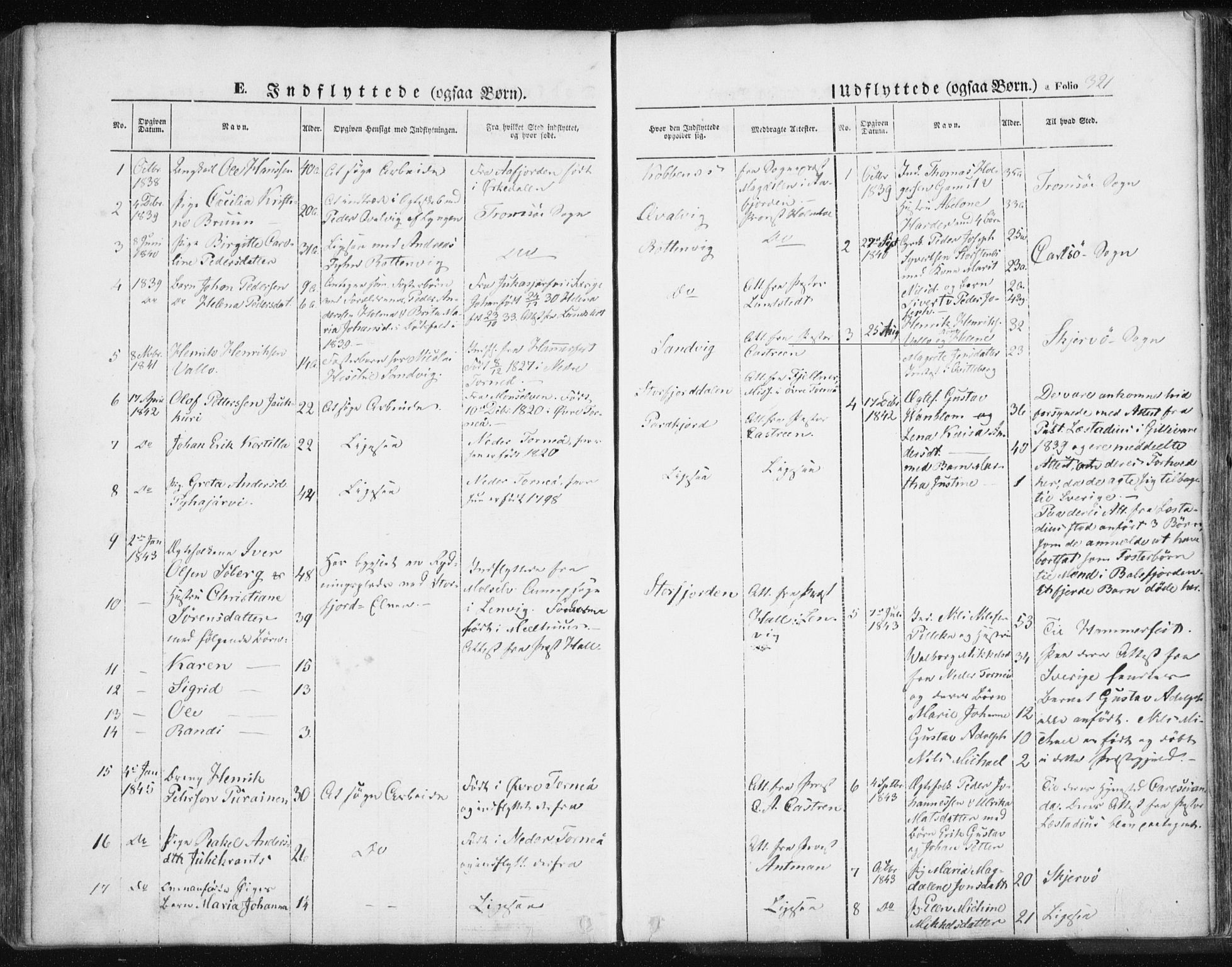 Lyngen sokneprestembete, SATØ/S-1289/H/He/Hea/L0004kirke: Parish register (official) no. 4, 1839-1858, p. 321
