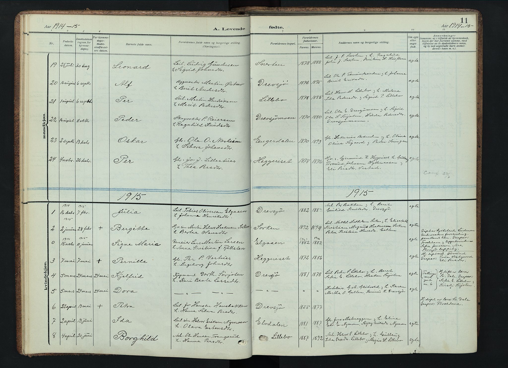 Engerdal prestekontor, AV/SAH-PREST-048/H/Ha/Hab/L0001: Parish register (copy) no. 1, 1911-1947, p. 11