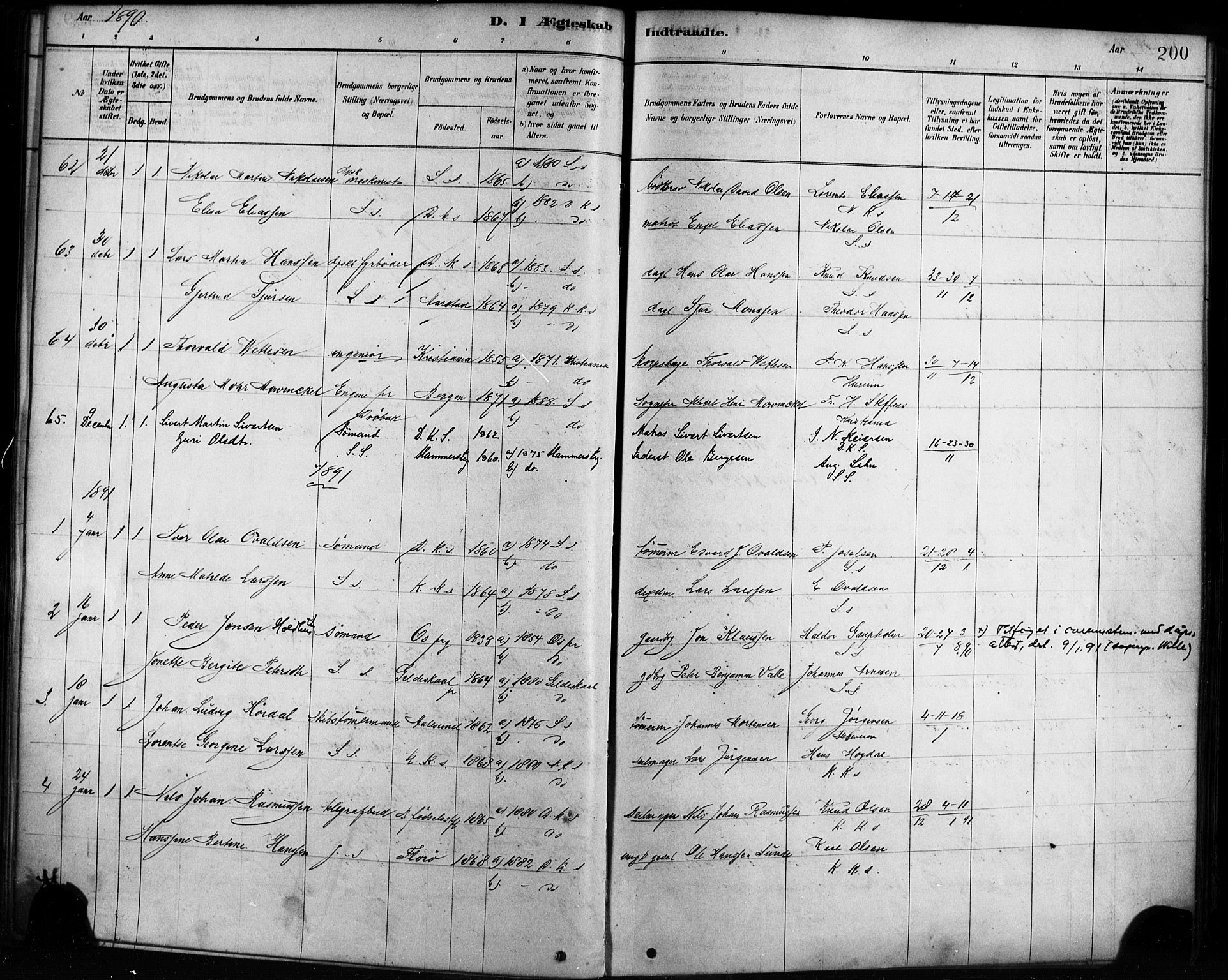 Sandviken Sokneprestembete, SAB/A-77601/H/Ha/L0002: Parish register (official) no. A 2, 1878-1896, p. 200