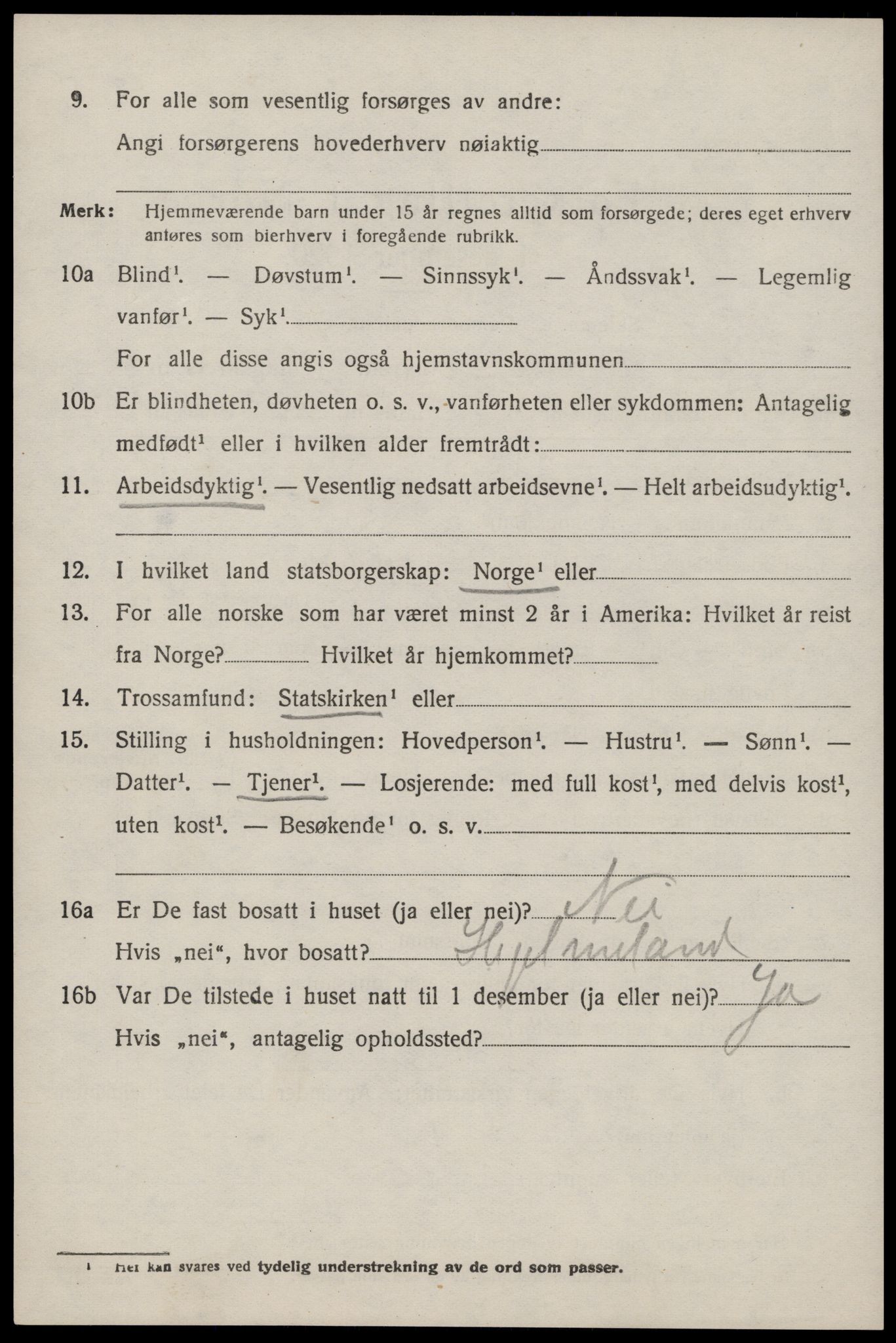 SAST, 1920 census for Hjelmeland, 1920, p. 3104