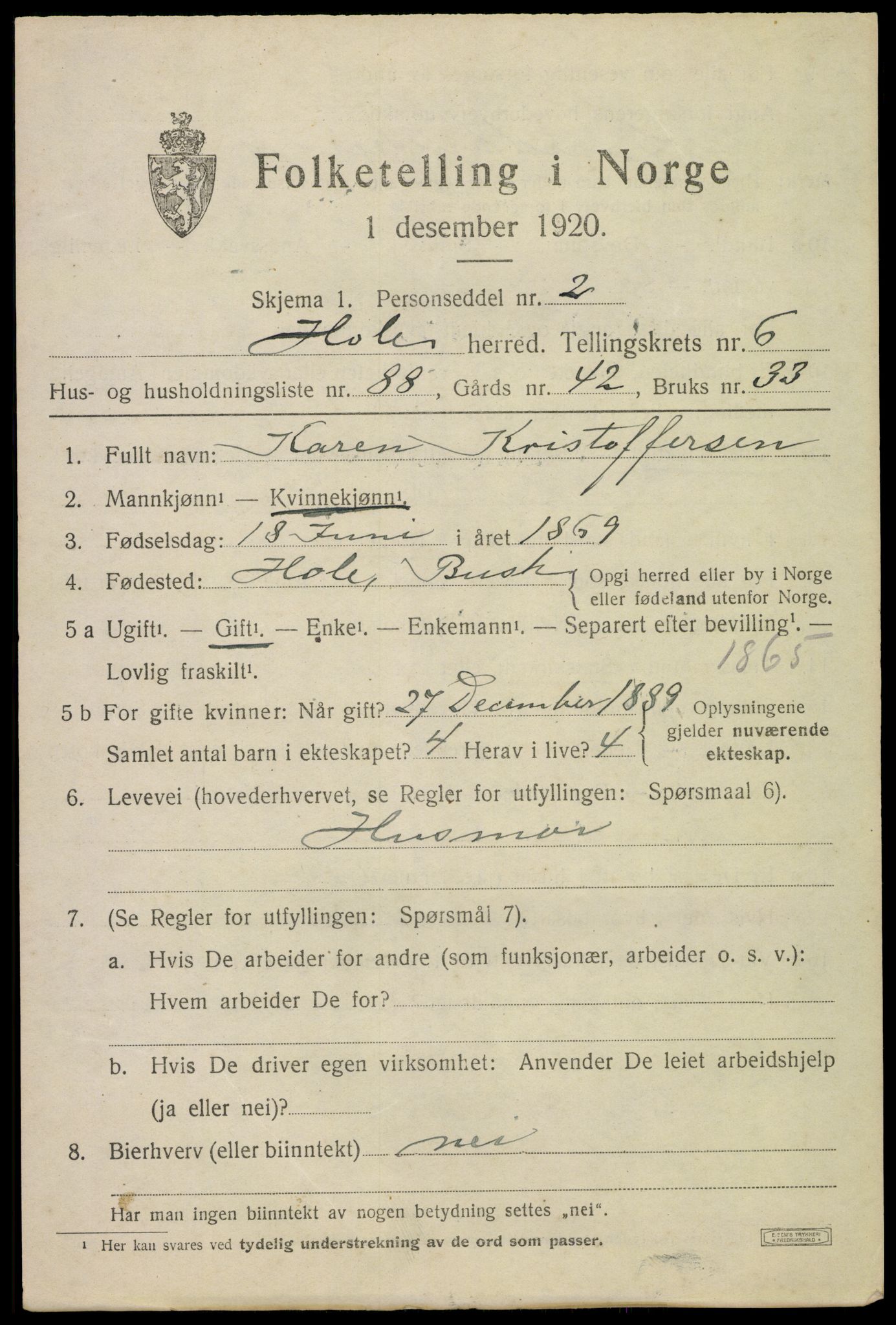 SAKO, 1920 census for Hole, 1920, p. 4341