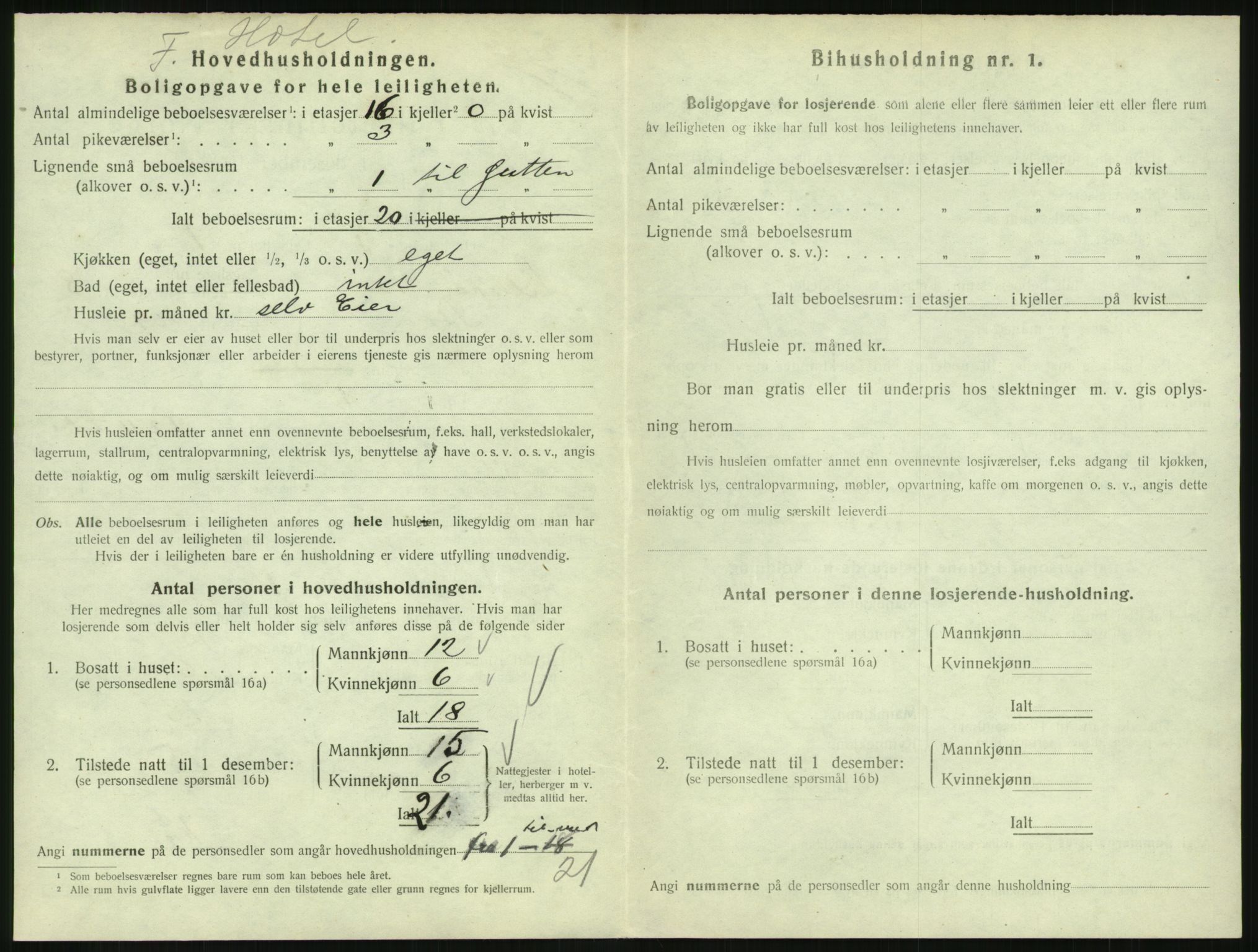 SAH, 1920 census for Lillehammer, 1920, p. 2805