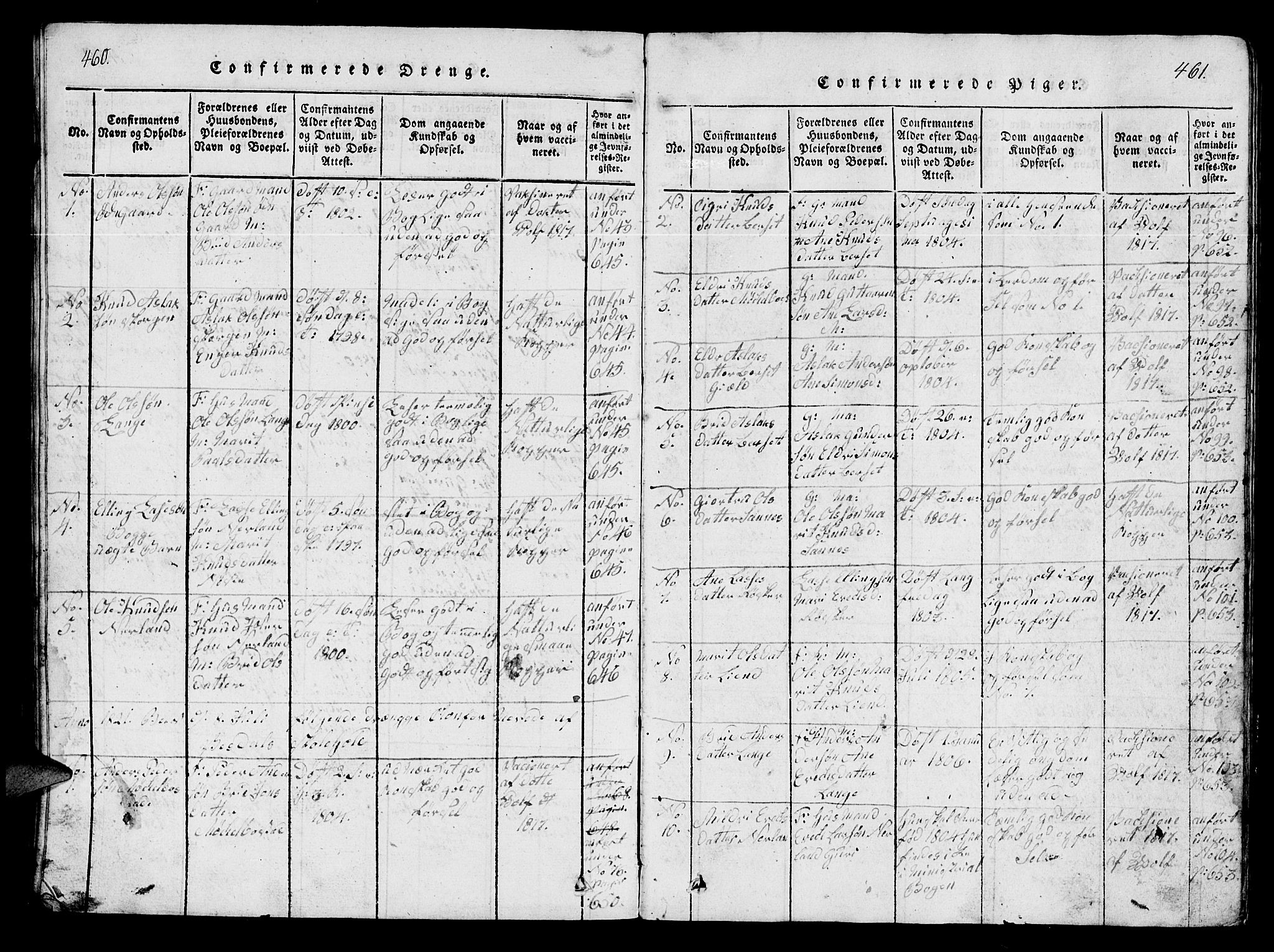 Ministerialprotokoller, klokkerbøker og fødselsregistre - Møre og Romsdal, SAT/A-1454/554/L0644: Parish register (copy) no. 554C01, 1818-1851, p. 460-461