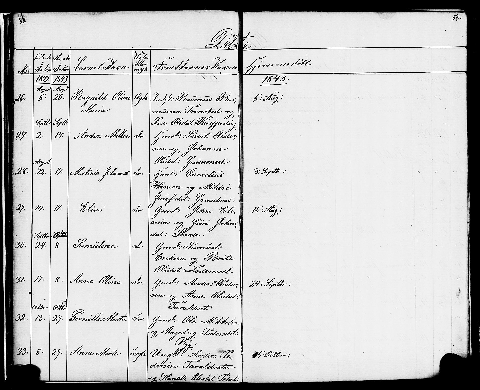 Hornindal sokneprestembete, AV/SAB-A-82401/H/Haa/Haaa/L0001: Parish register (official) no. A 1, 1837-1866, p. 58-59