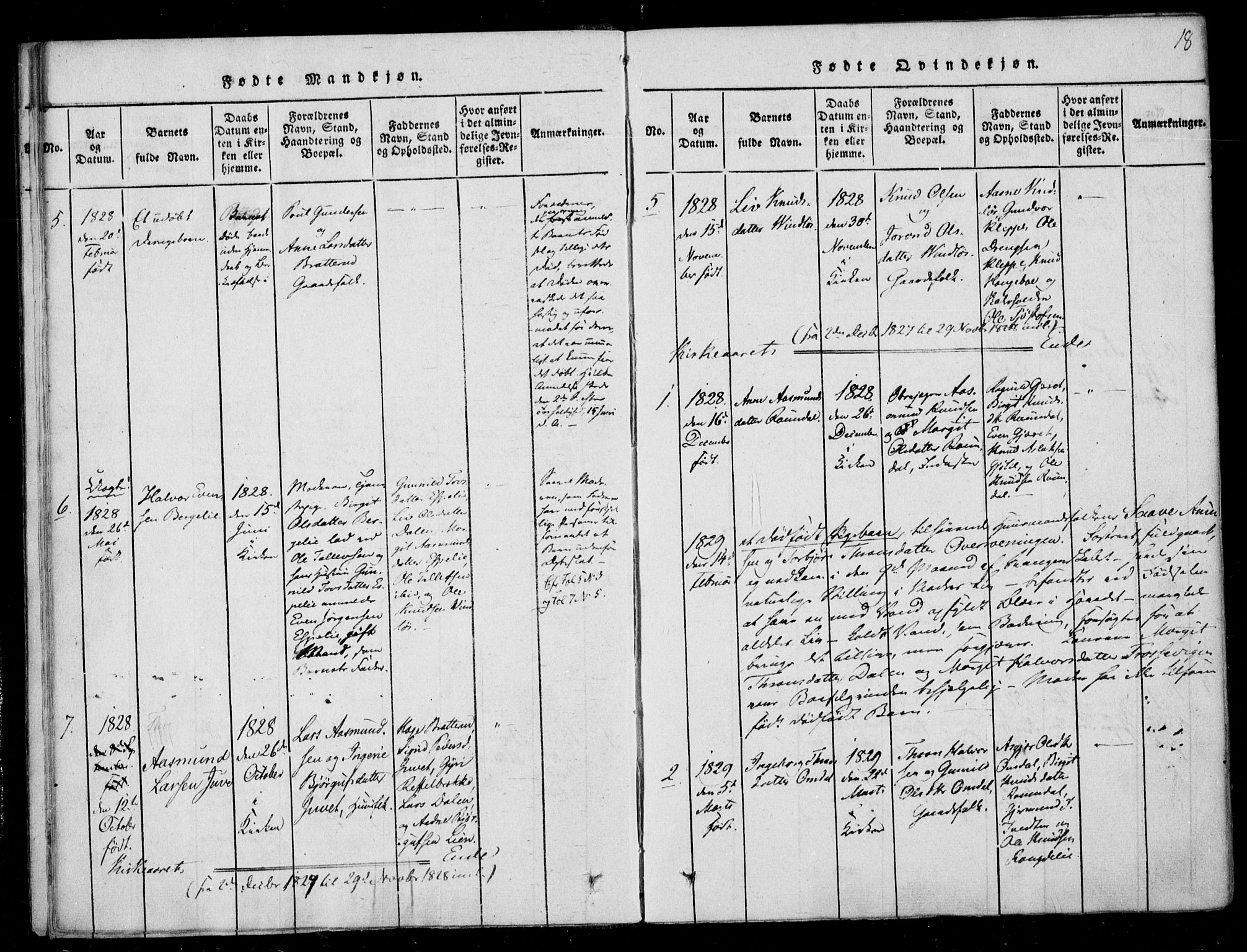 Lårdal kirkebøker, SAKO/A-284/F/Fb/L0001: Parish register (official) no. II 1, 1815-1860, p. 18
