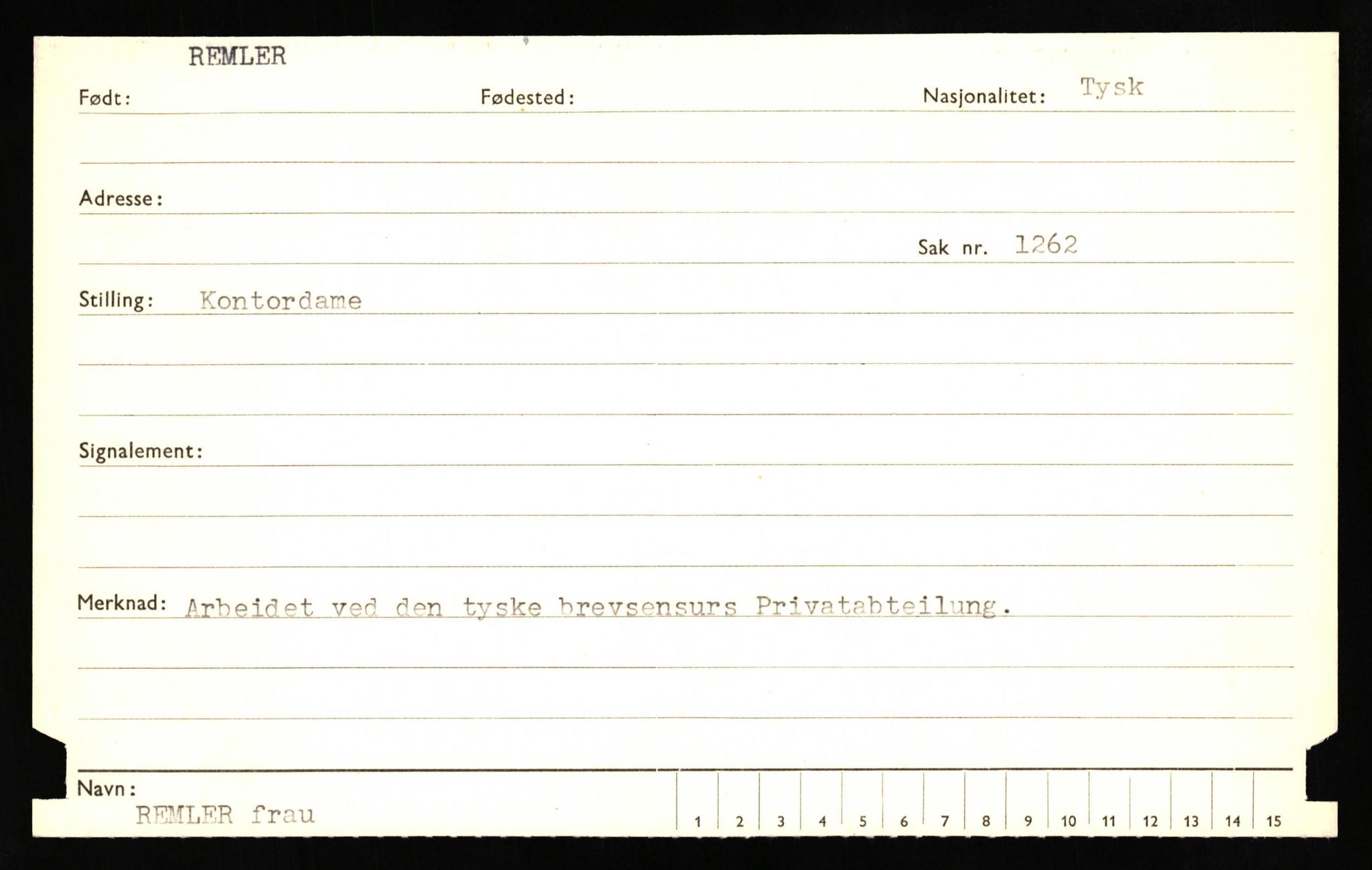 Forsvaret, Forsvarets overkommando II, AV/RA-RAFA-3915/D/Db/L0027: CI Questionaires. Tyske okkupasjonsstyrker i Norge. Tyskere., 1945-1946, p. 208