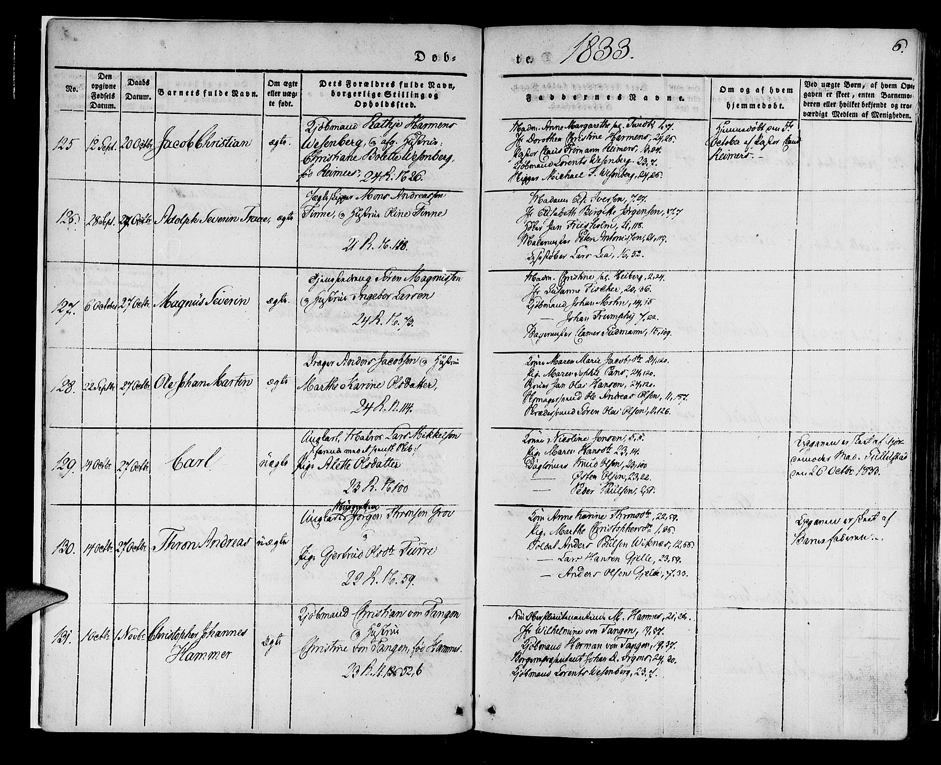 Korskirken sokneprestembete, AV/SAB-A-76101/H/Haa/L0015: Parish register (official) no. B 1, 1833-1841, p. 6