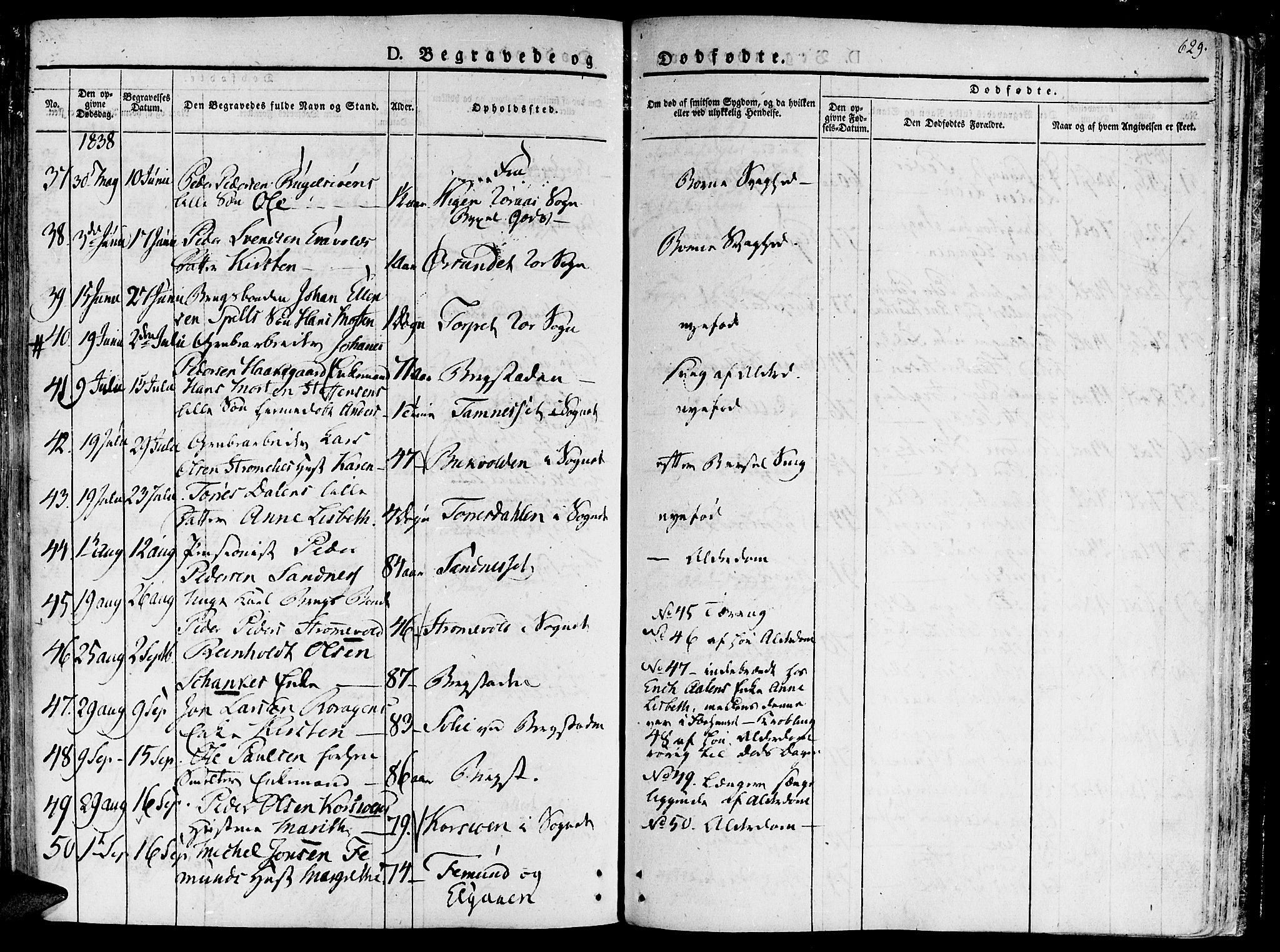 Ministerialprotokoller, klokkerbøker og fødselsregistre - Sør-Trøndelag, SAT/A-1456/681/L0930: Parish register (official) no. 681A08, 1829-1844, p. 629