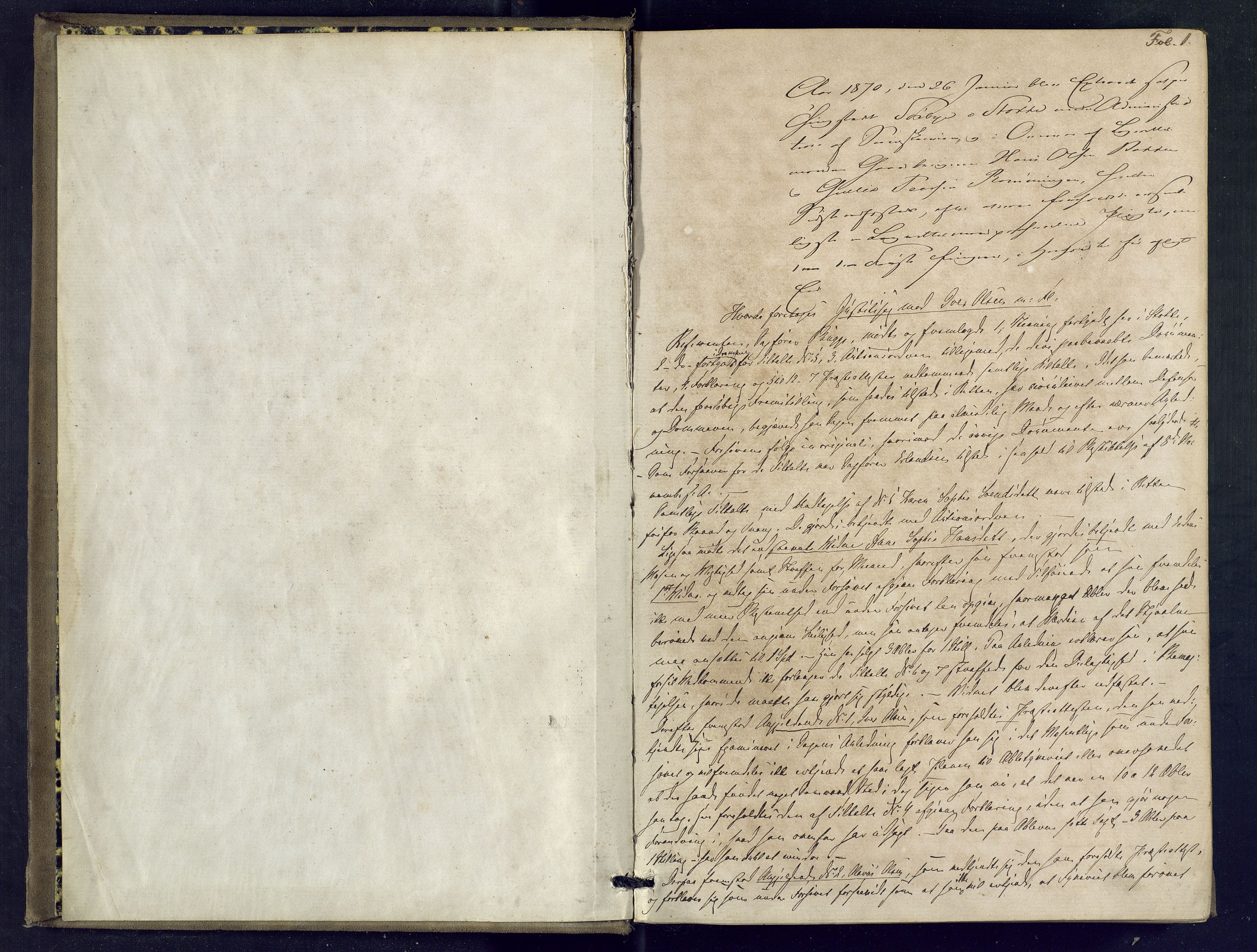 Søndre Jarlsberg sorenskriveri, AV/SAKO-A-129/F/Fb/L0009: Ekstrarettsprotokoll, 1870-1875, p. 1