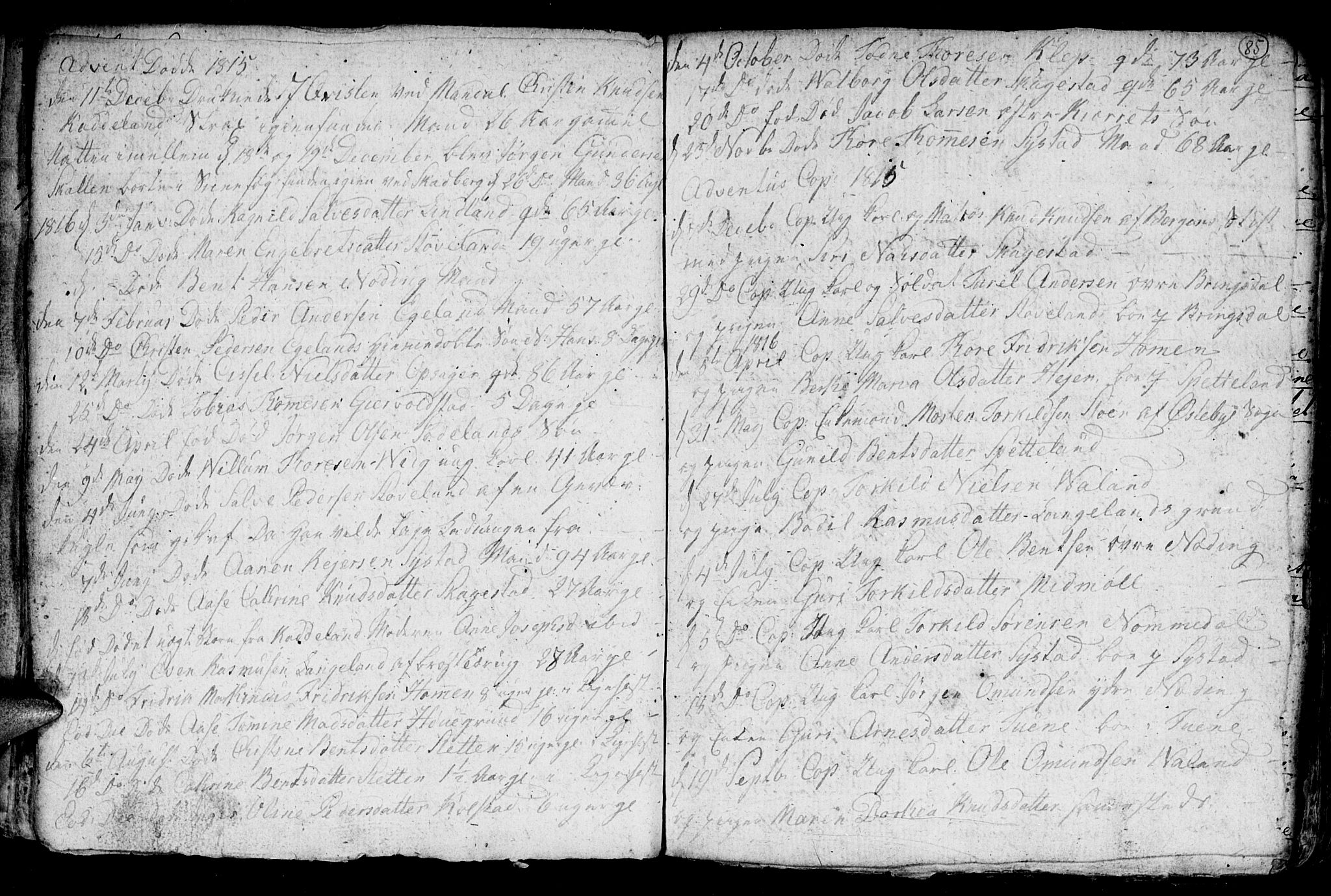 Holum sokneprestkontor, AV/SAK-1111-0022/F/Fb/Fba/L0001: Parish register (copy) no. B 1 /1, 1770-1820, p. 85