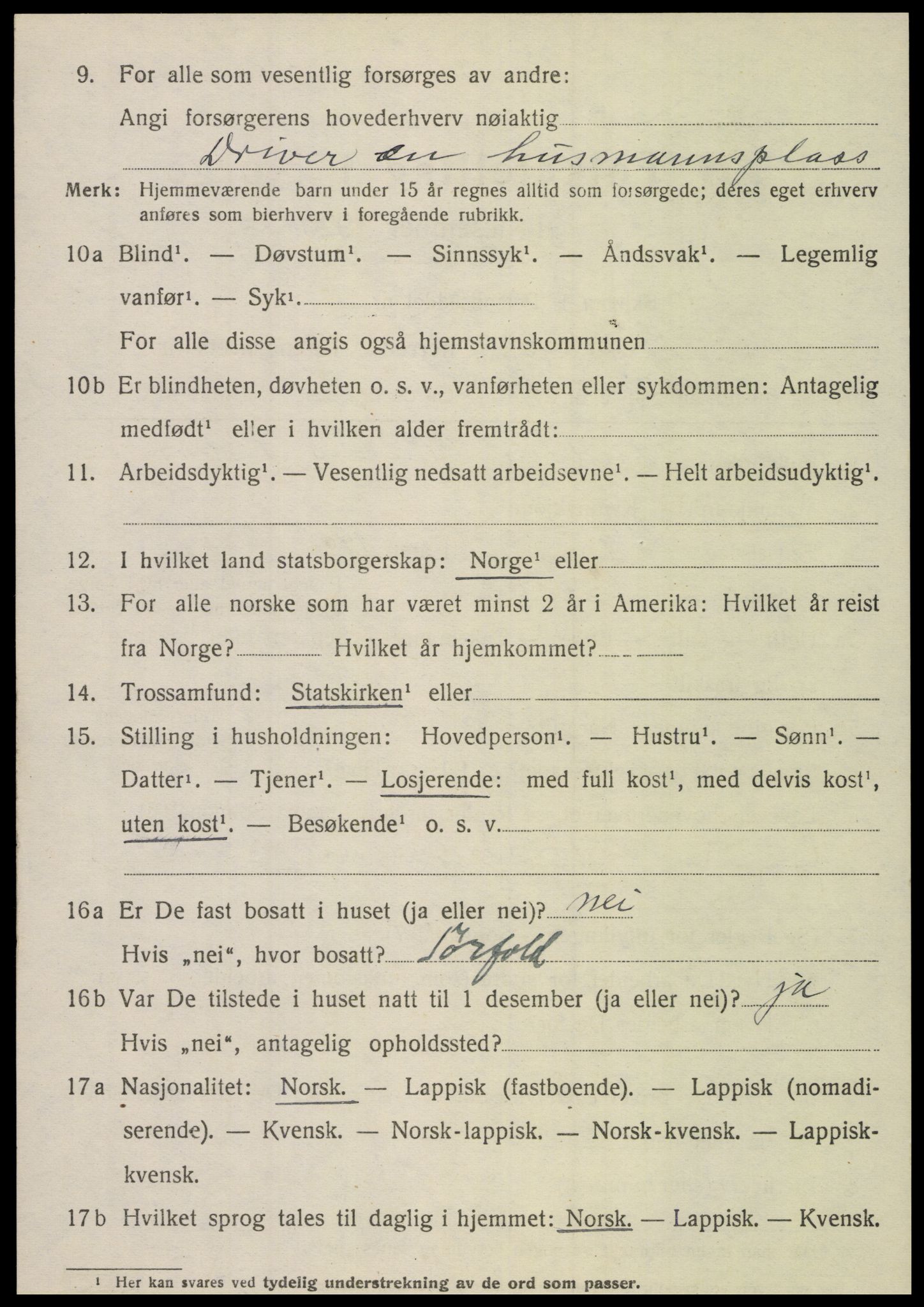 SAT, 1920 census for Sørfold, 1920, p. 6428