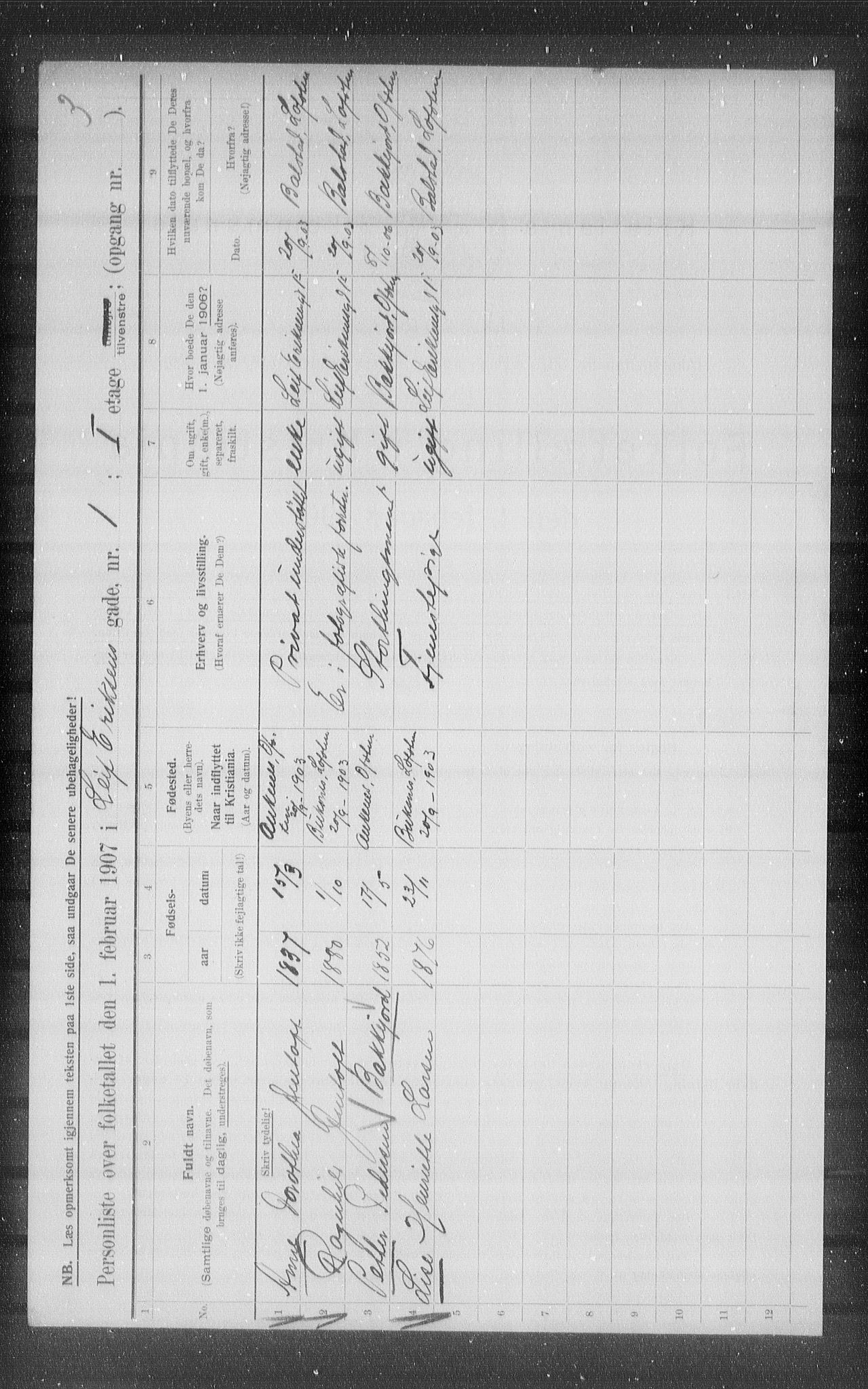 OBA, Municipal Census 1907 for Kristiania, 1907, p. 29330