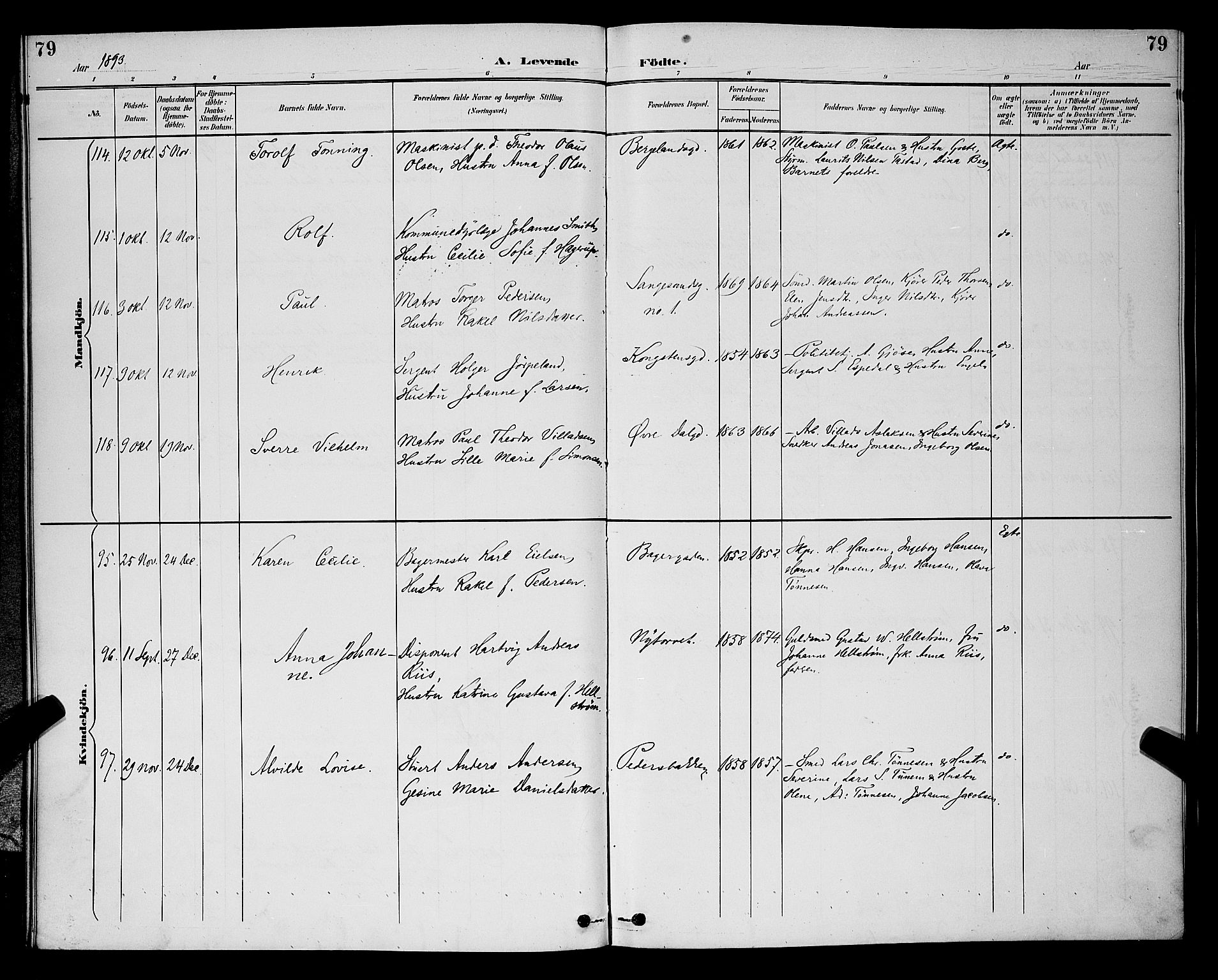 St. Petri sokneprestkontor, SAST/A-101813/001/30/30BB/L0006: Parish register (copy) no. B 6, 1890-1897, p. 79