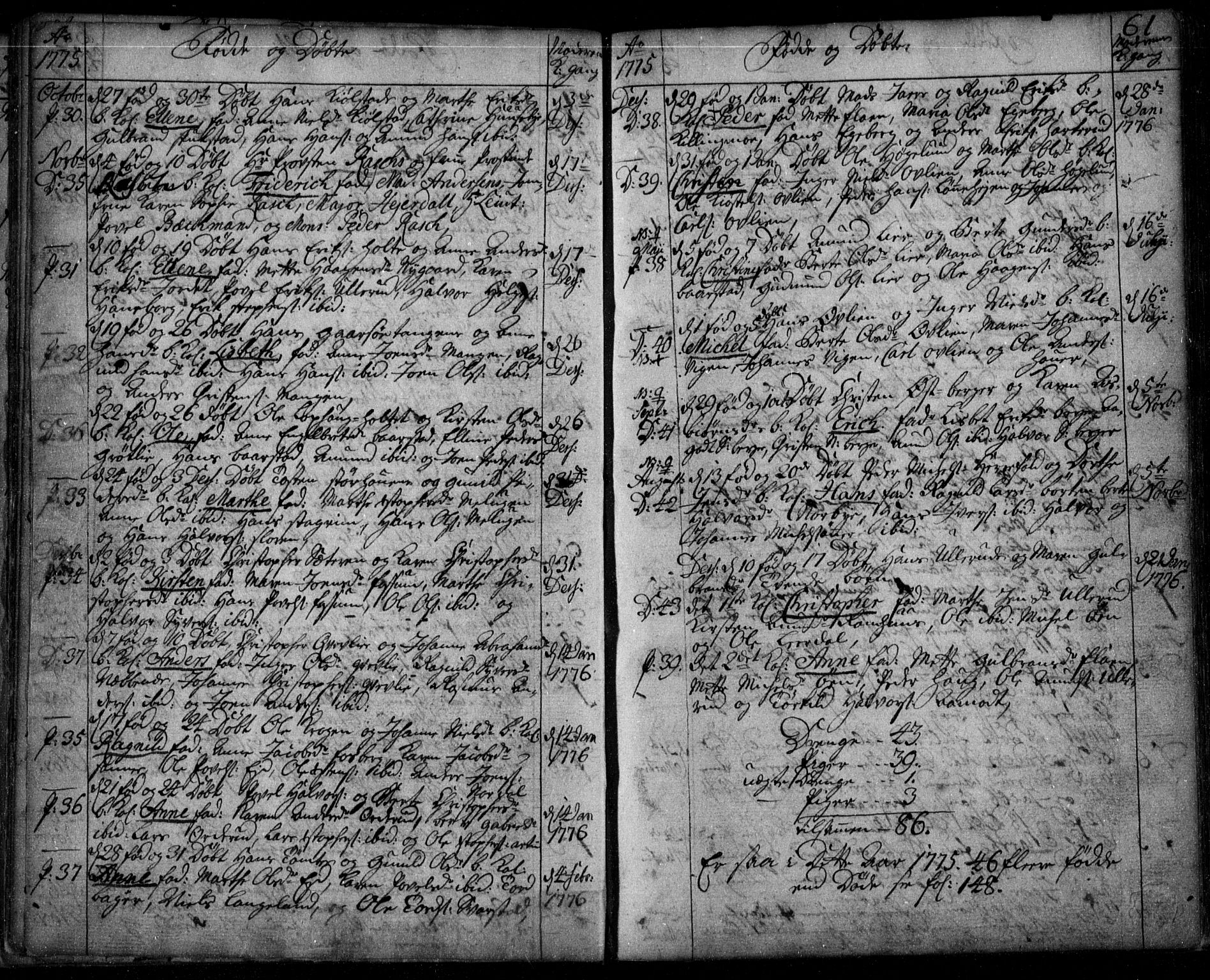 Aurskog prestekontor Kirkebøker, SAO/A-10304a/F/Fa/L0003: Parish register (official) no. I 3, 1767-1807, p. 61
