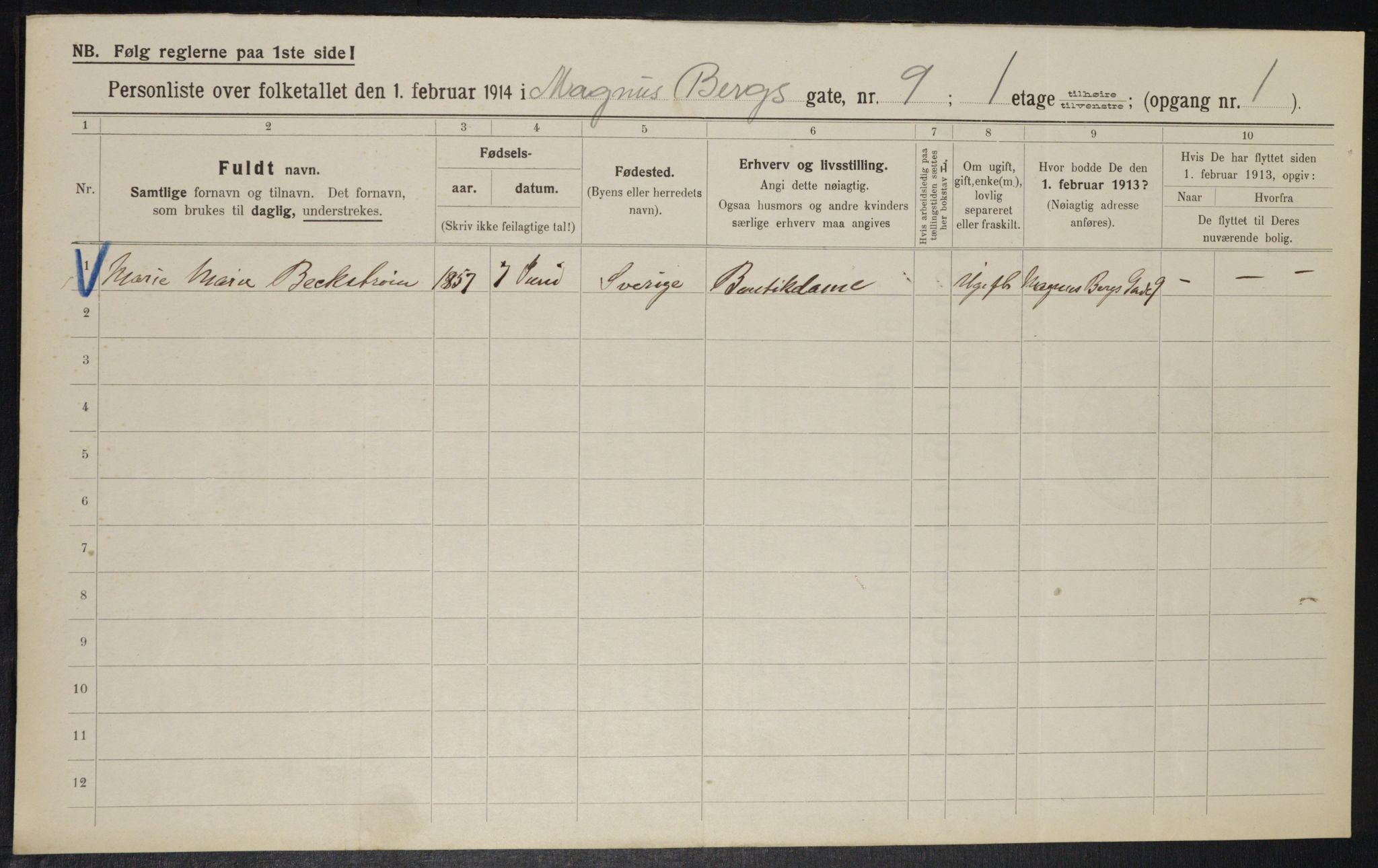 OBA, Municipal Census 1914 for Kristiania, 1914, p. 59152