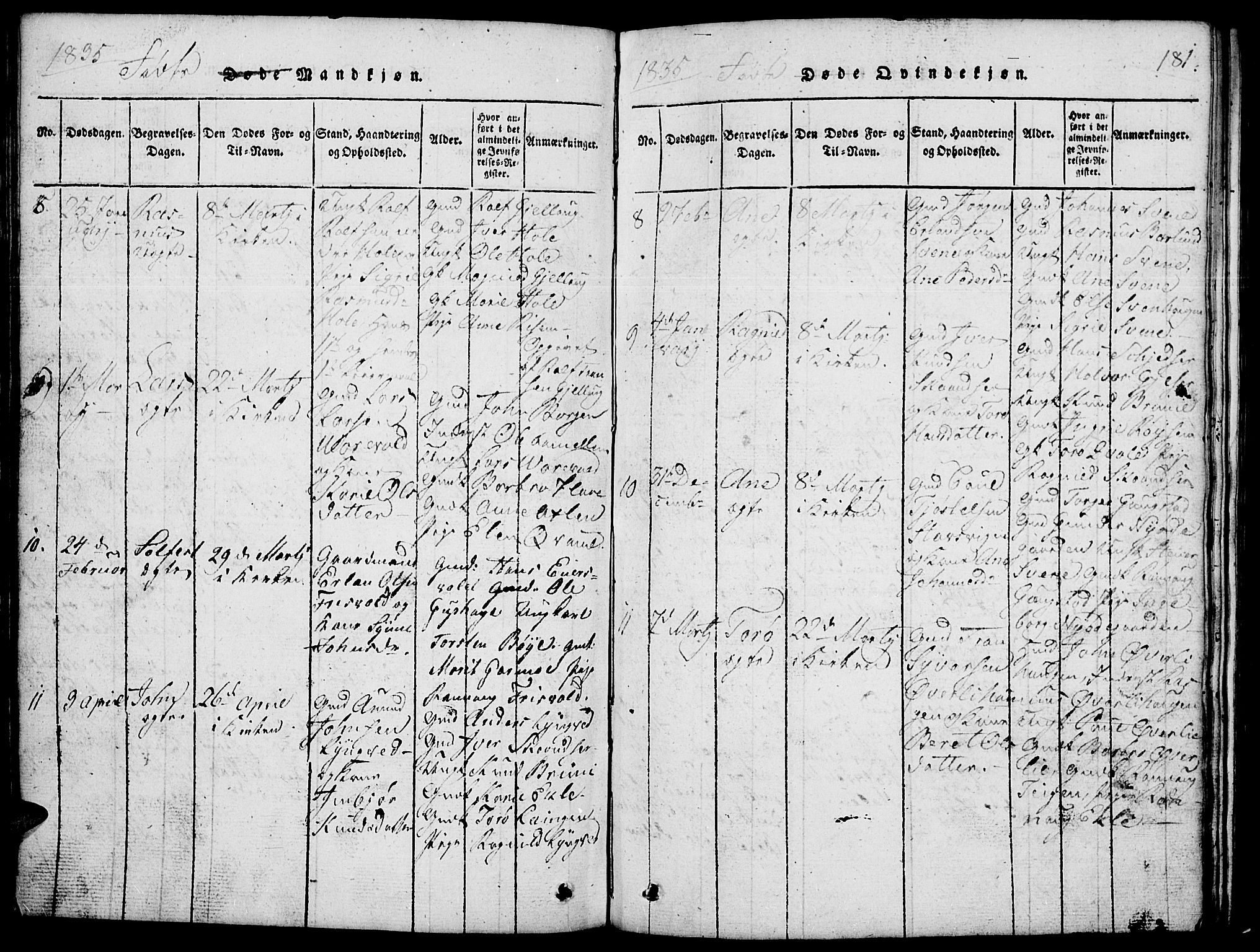 Lom prestekontor, AV/SAH-PREST-070/L/L0001: Parish register (copy) no. 1, 1815-1836, p. 181