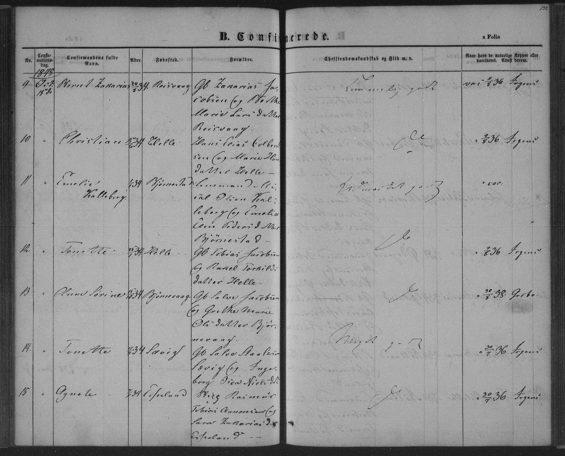 Herad sokneprestkontor, AV/SAK-1111-0018/F/Fa/Fab/L0003: Parish register (official) no. A 3, 1844-1853, p. 132