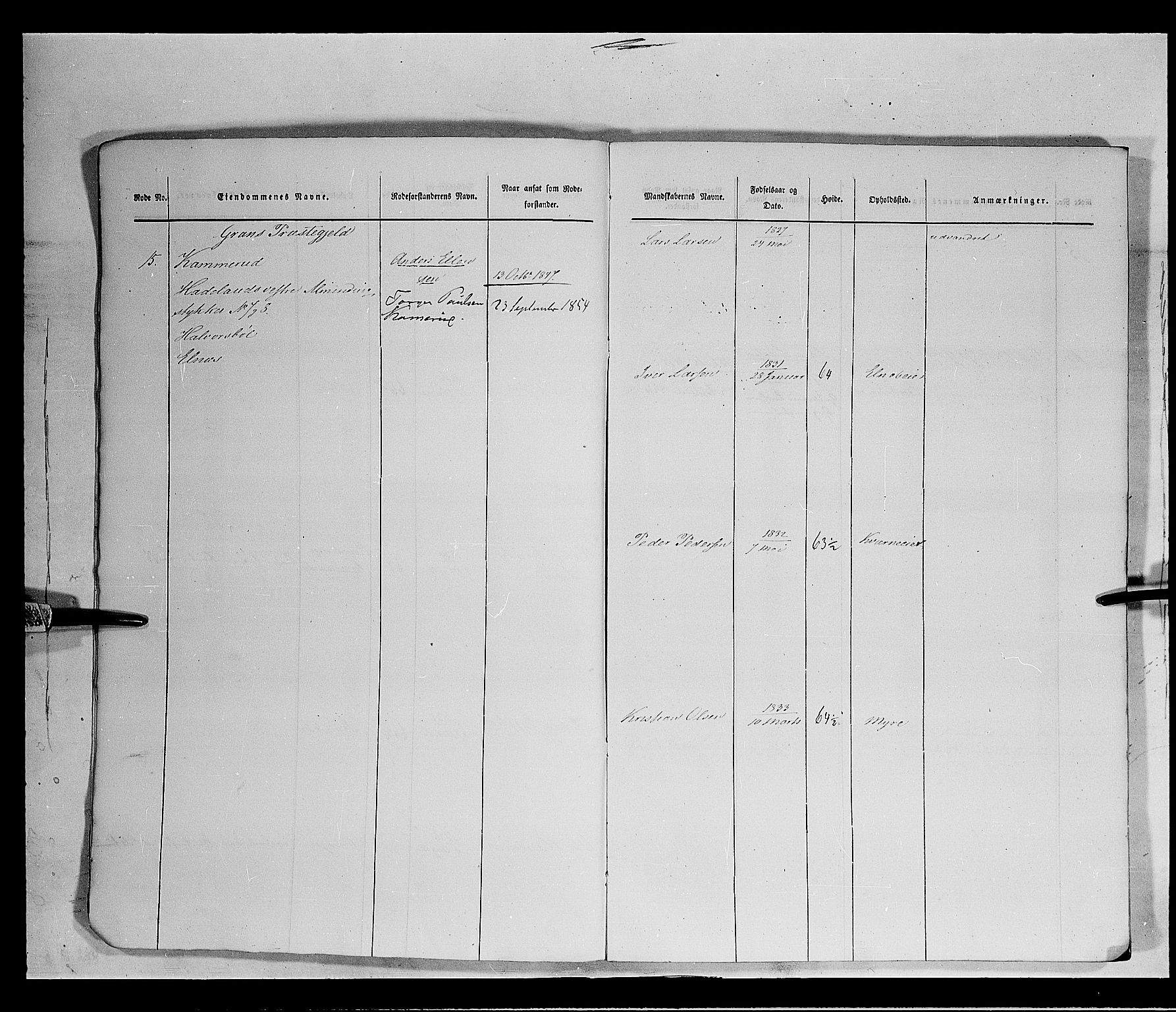 Fylkesmannen i Oppland, AV/SAH-FYO-002/1/K/Kb/L1161: Valderske nasjonale musketérkorps - Vangske kompani og Hadelandske kompani av Akershusiske nasjonale musketérkorps, 1818-1860, p. 3033