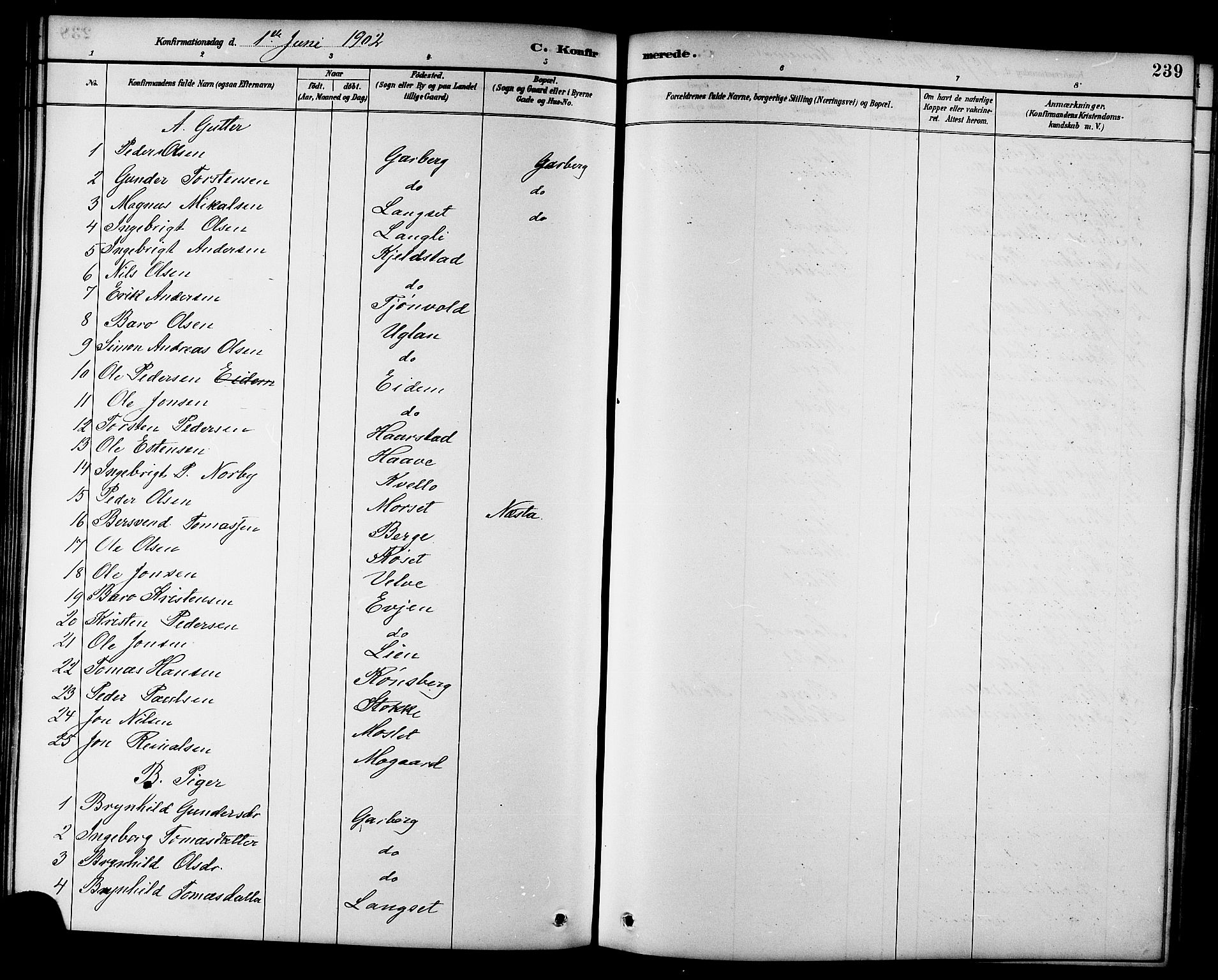 Ministerialprotokoller, klokkerbøker og fødselsregistre - Sør-Trøndelag, SAT/A-1456/695/L1157: Parish register (copy) no. 695C08, 1889-1913, p. 239
