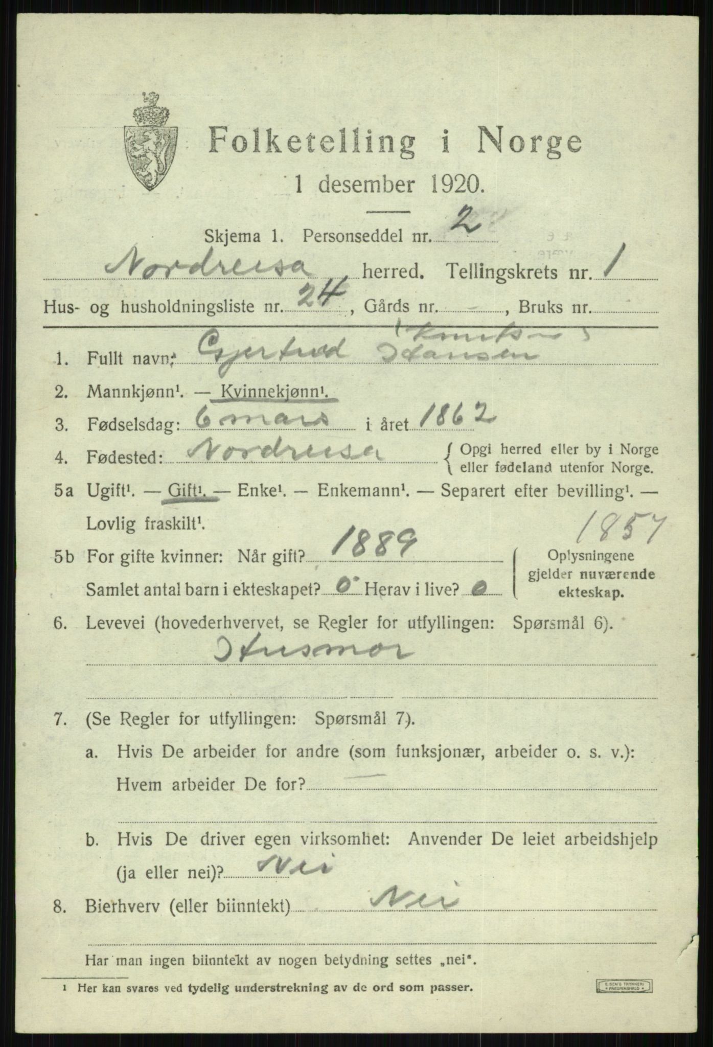 SATØ, 1920 census for Nordreisa, 1920, p. 987