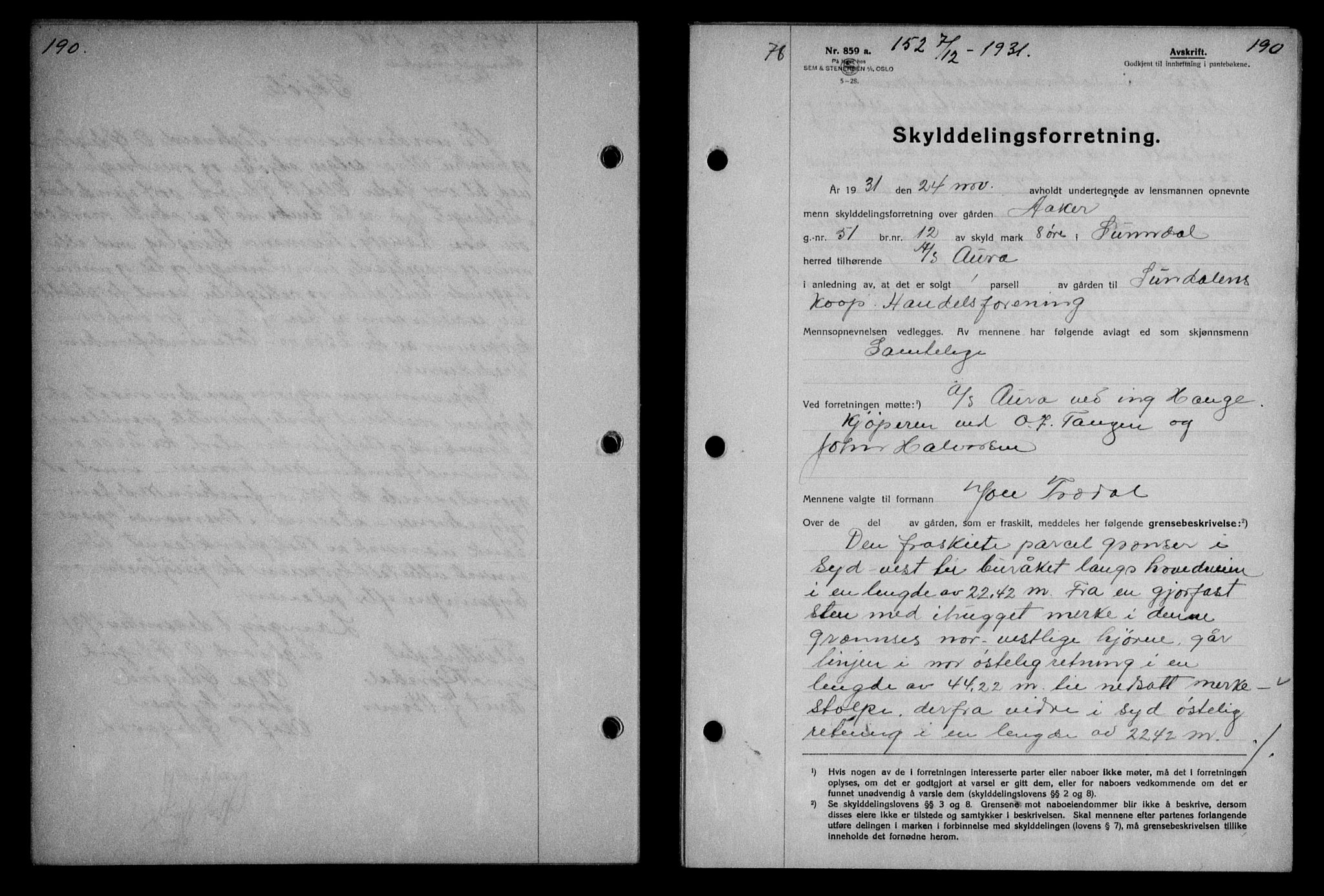 Nordmøre sorenskriveri, AV/SAT-A-4132/1/2/2Ca: Mortgage book no. 64, 1931-1932, Deed date: 07.12.1931