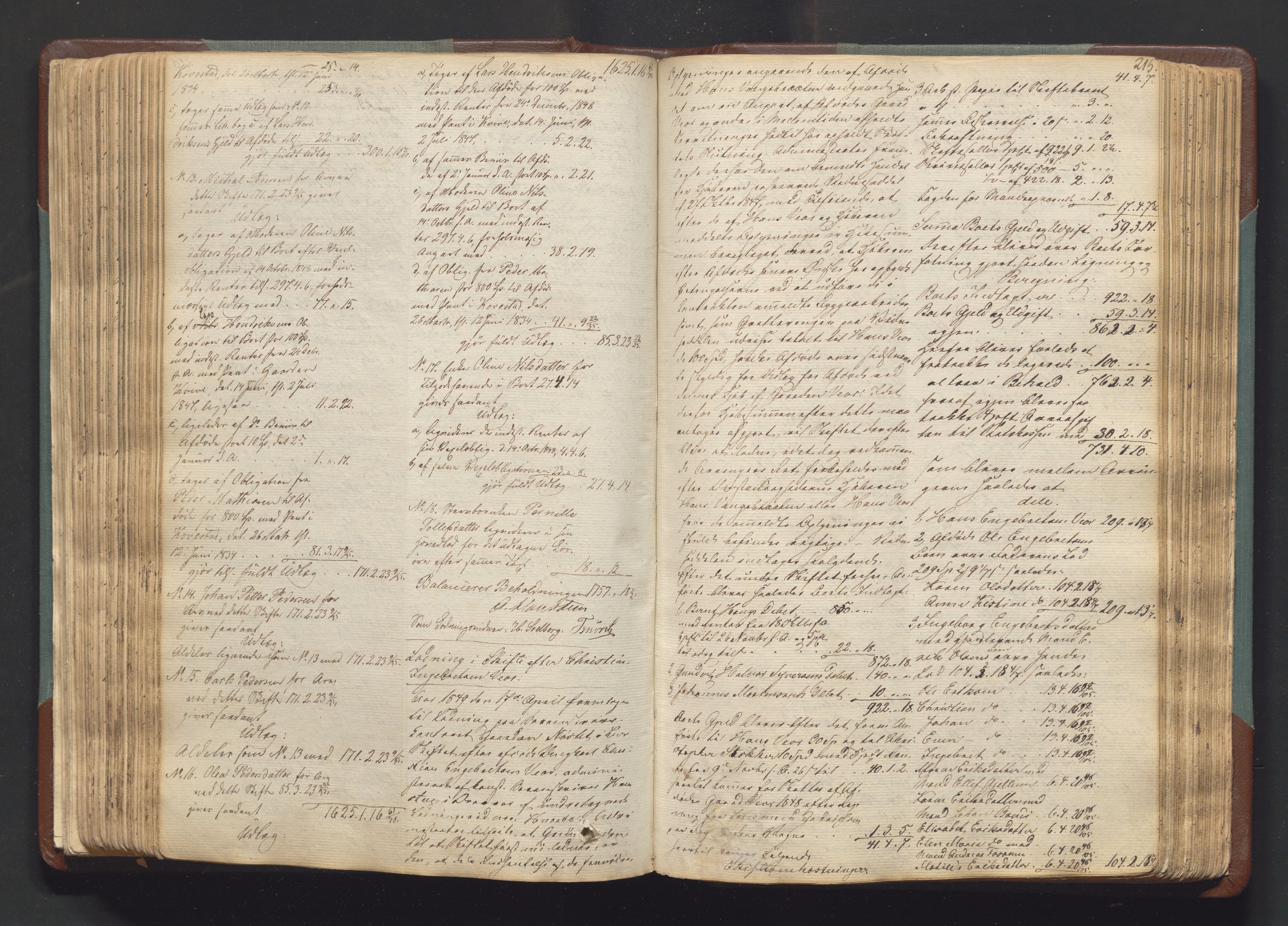 Lier, Røyken og Hurum sorenskriveri, AV/SAKO-A-89/H/He/L0001a: Skifteutlodningsprotokoll, 1836-1859, p. 214b-215a