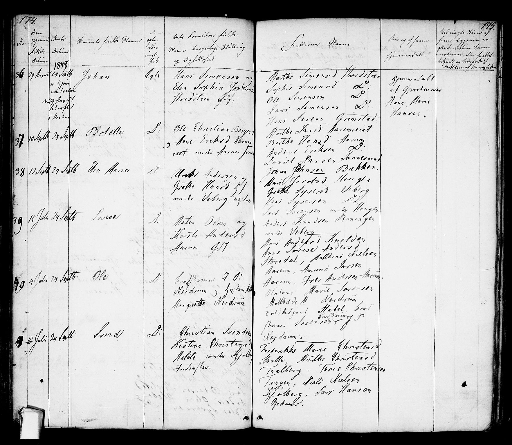 Borge prestekontor Kirkebøker, SAO/A-10903/F/Fa/L0004: Parish register (official) no. I 4, 1836-1848, p. 174-175