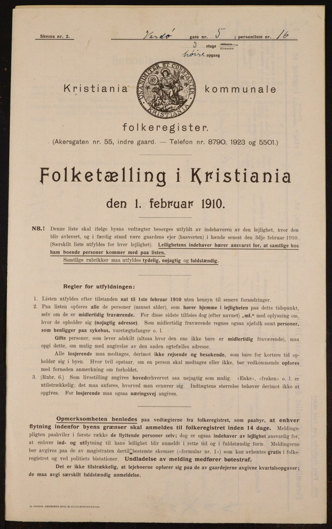 OBA, Municipal Census 1910 for Kristiania, 1910, p. 115563