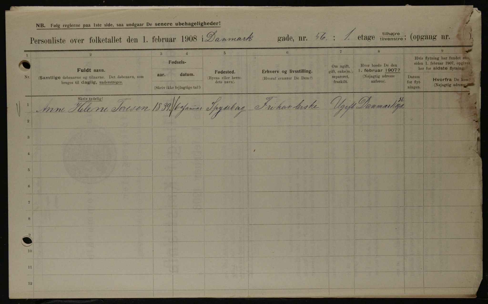 OBA, Municipal Census 1908 for Kristiania, 1908, p. 14083