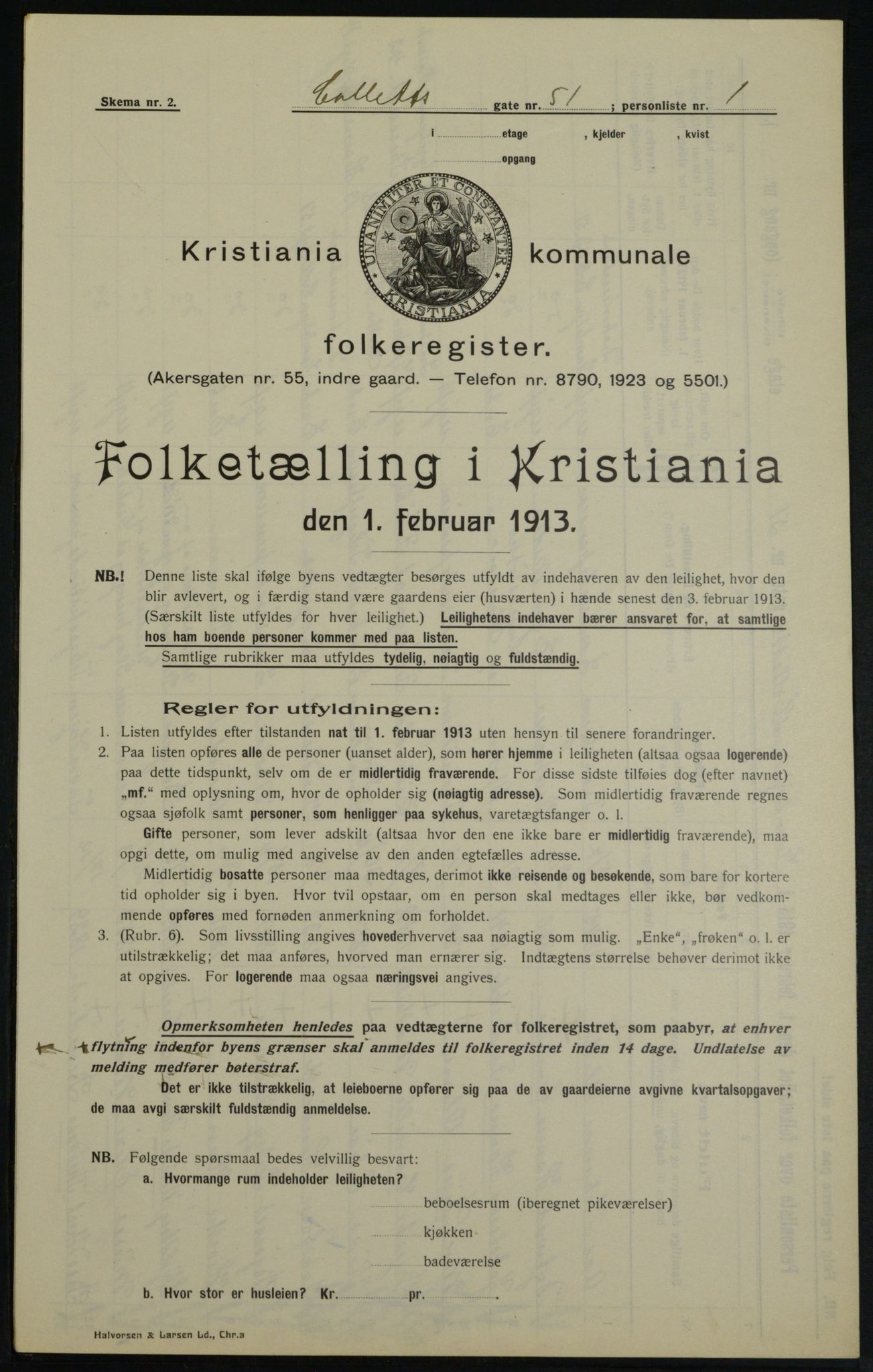 OBA, Municipal Census 1913 for Kristiania, 1913, p. 13315