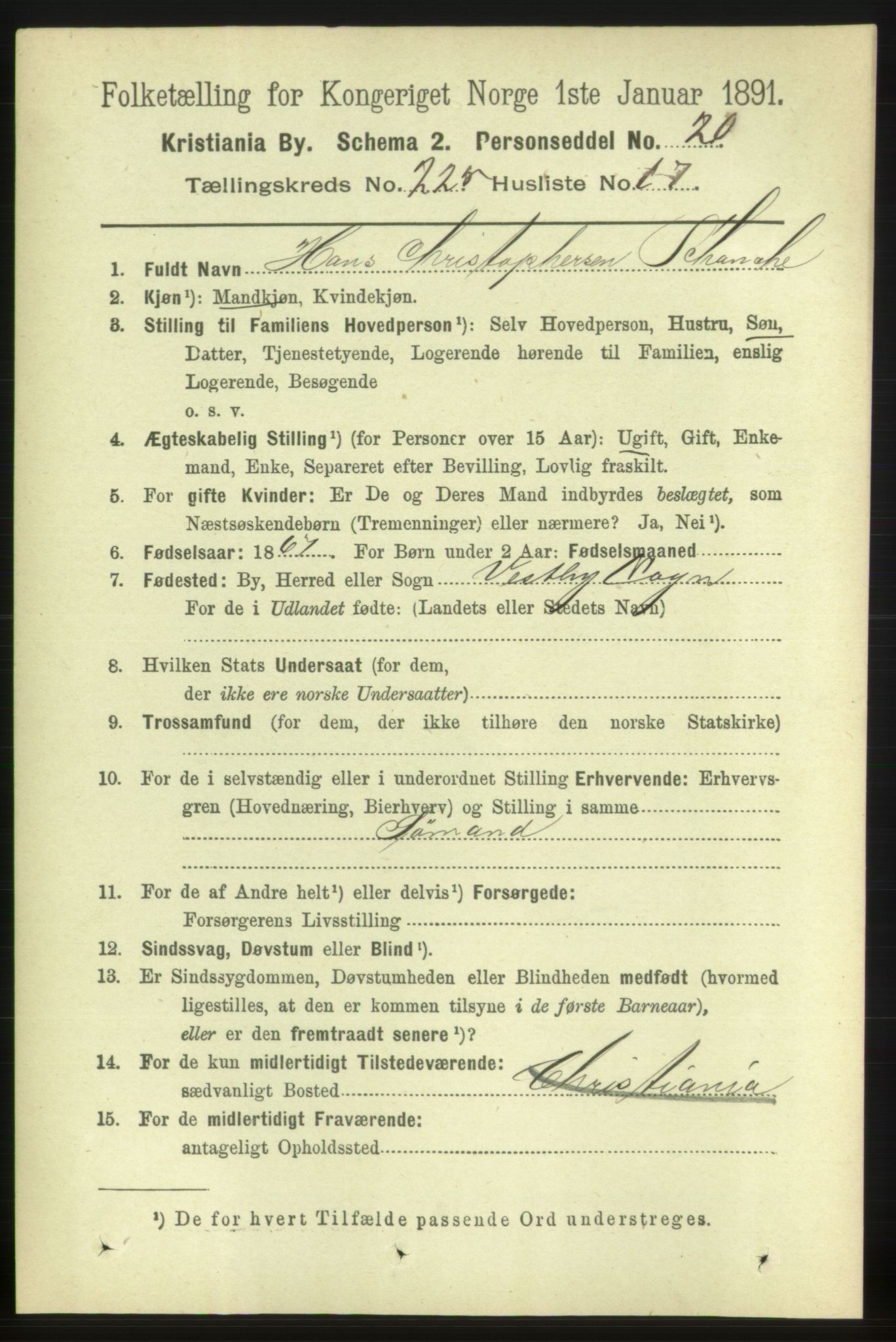 RA, 1891 census for 0301 Kristiania, 1891, p. 136961