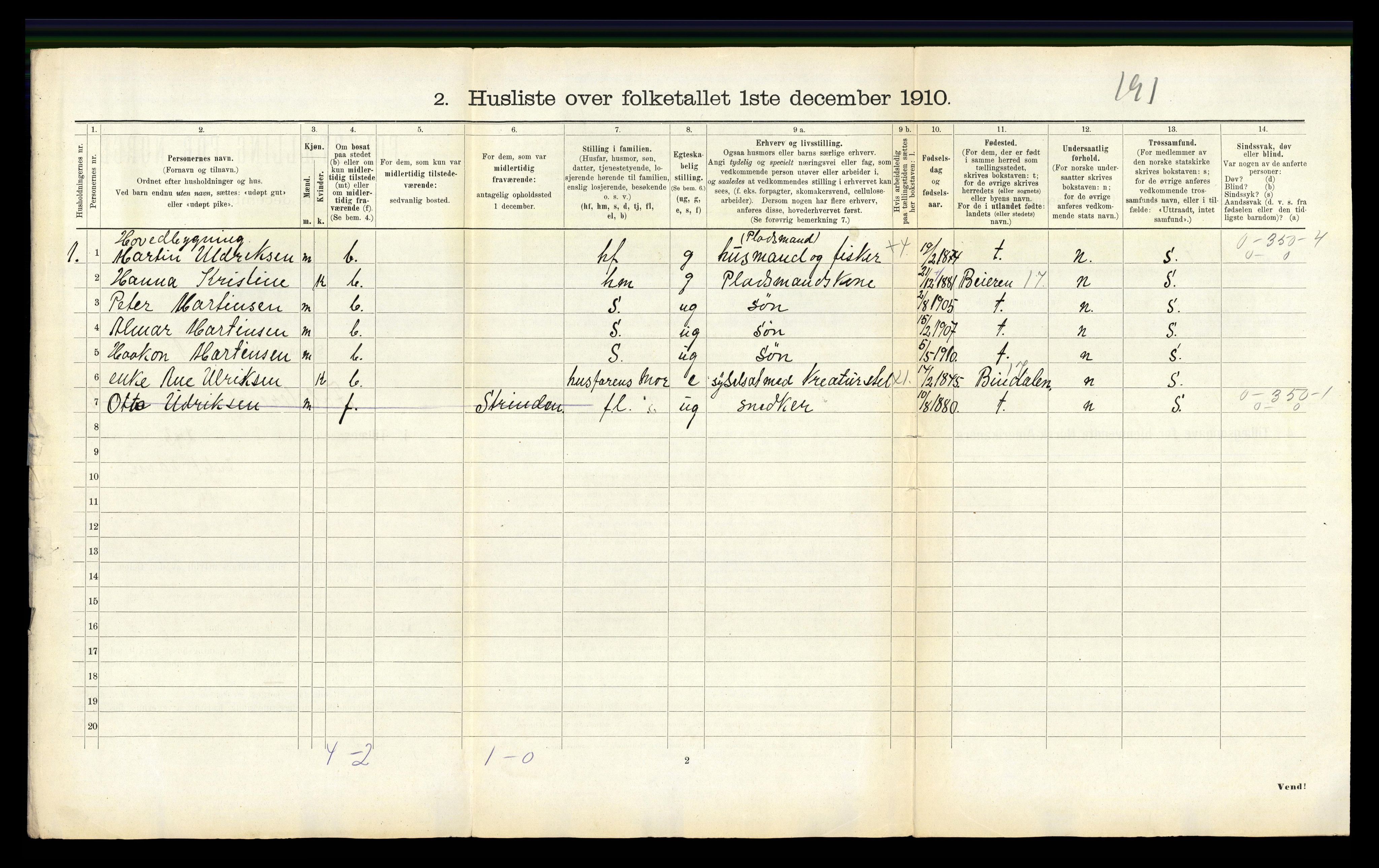 RA, 1910 census for Foldereid, 1910, p. 91