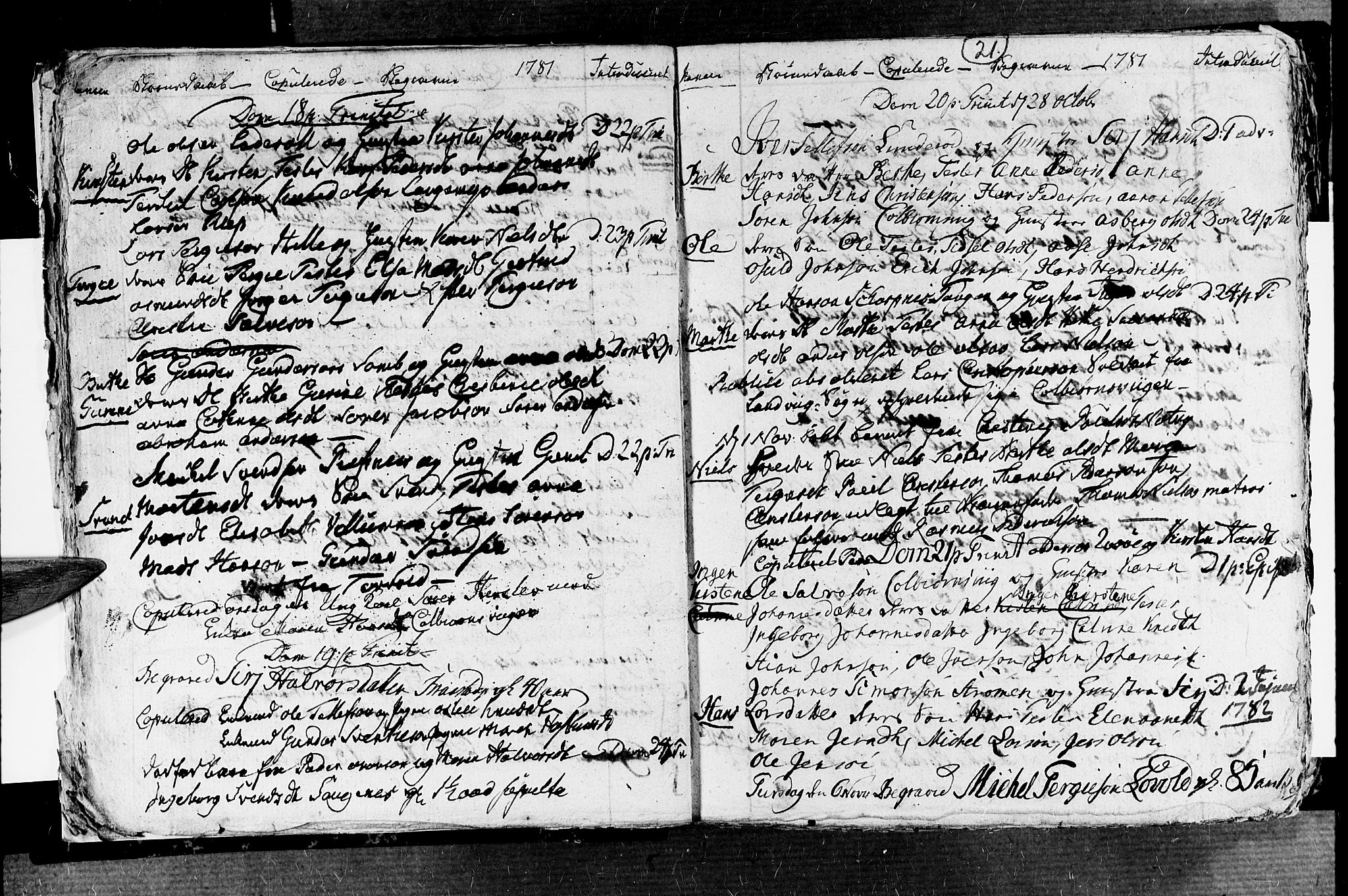Øyestad sokneprestkontor, SAK/1111-0049/F/Fb/L0001: Parish register (copy) no. B 1, 1780-1794, p. 21