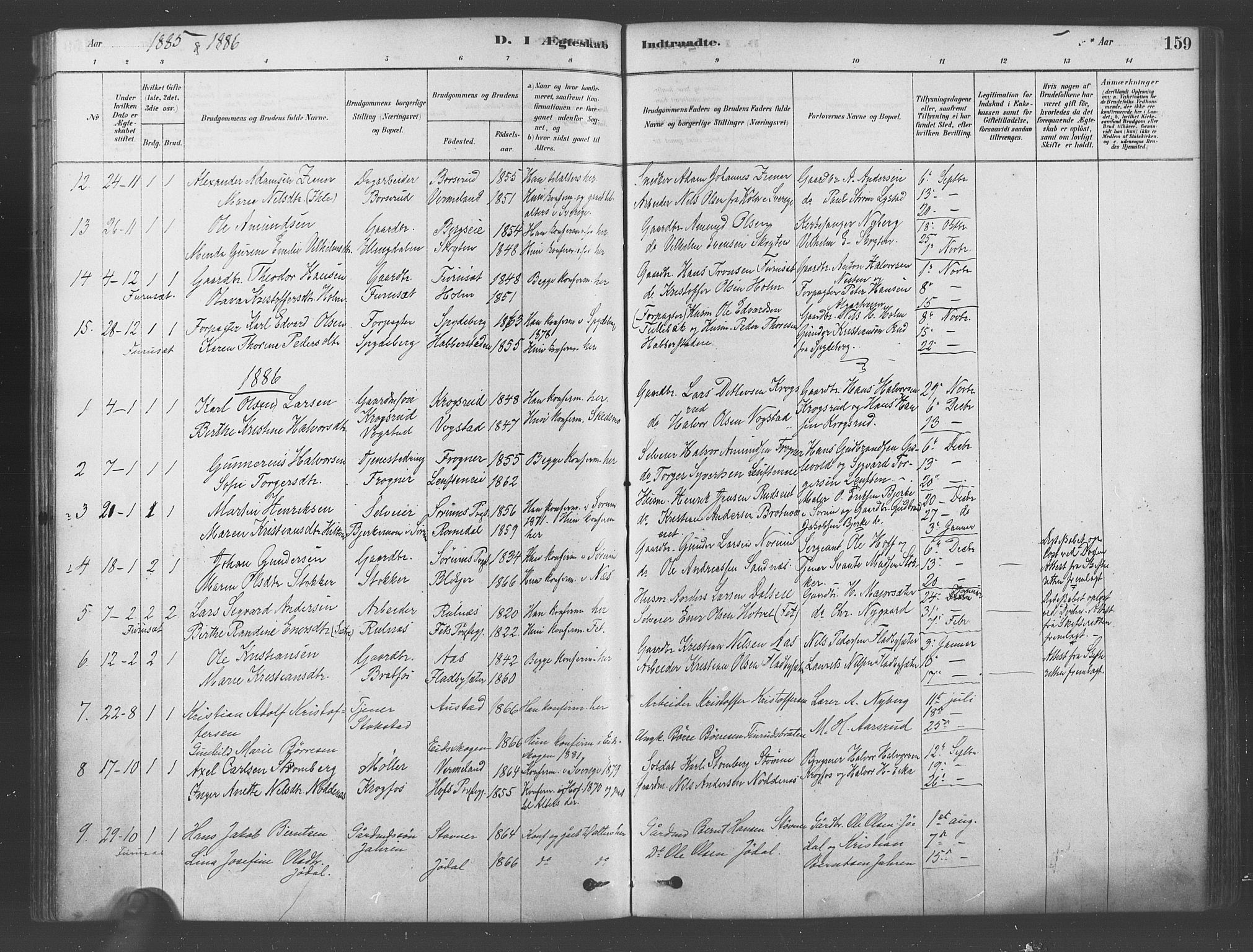 Ullensaker prestekontor Kirkebøker, SAO/A-10236a/F/Fa/L0019: Parish register (official) no. I 19, 1878-1891, p. 159