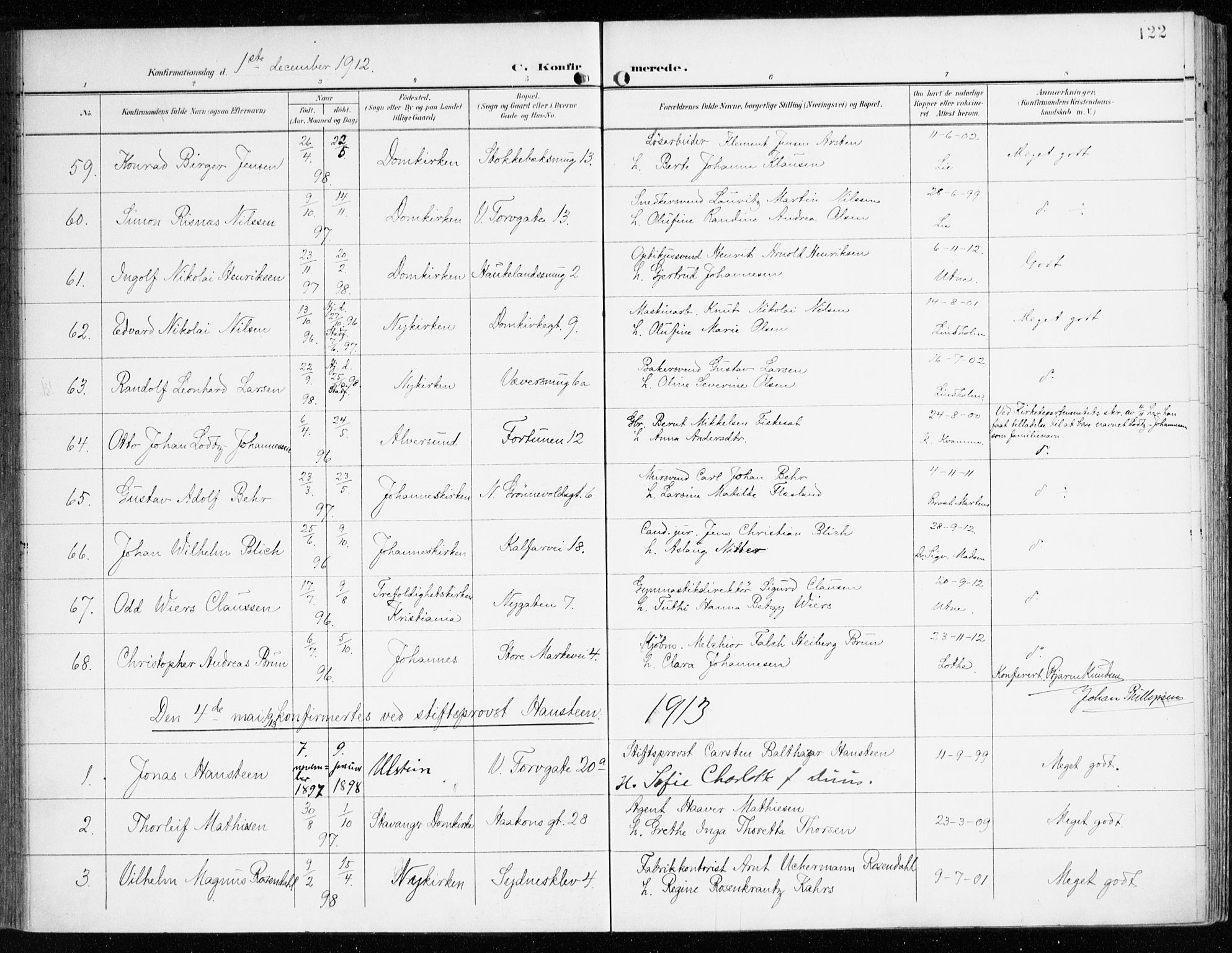 Domkirken sokneprestembete, SAB/A-74801/H/Haa/L0031: Parish register (official) no. C 6, 1898-1915, p. 122