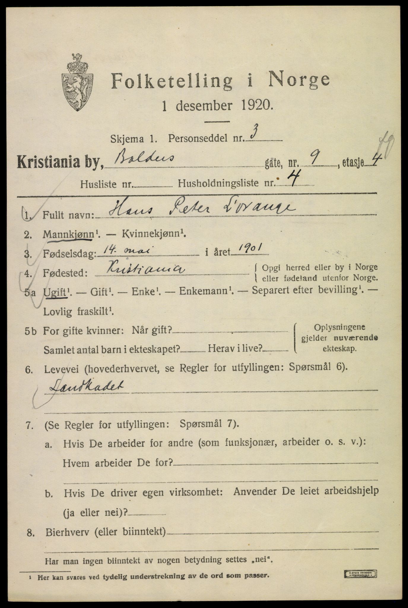 SAO, 1920 census for Kristiania, 1920, p. 149683