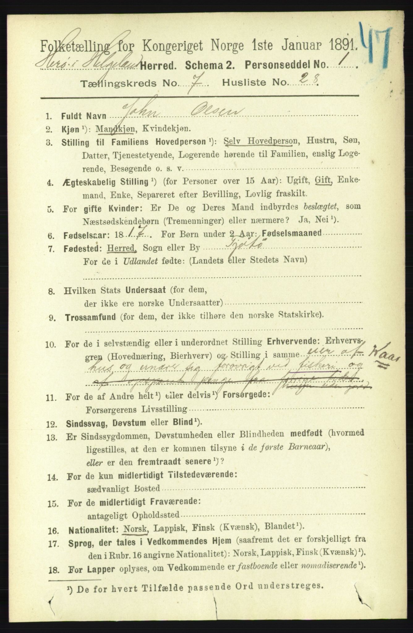 RA, 1891 census for 1818 Herøy, 1891, p. 2444