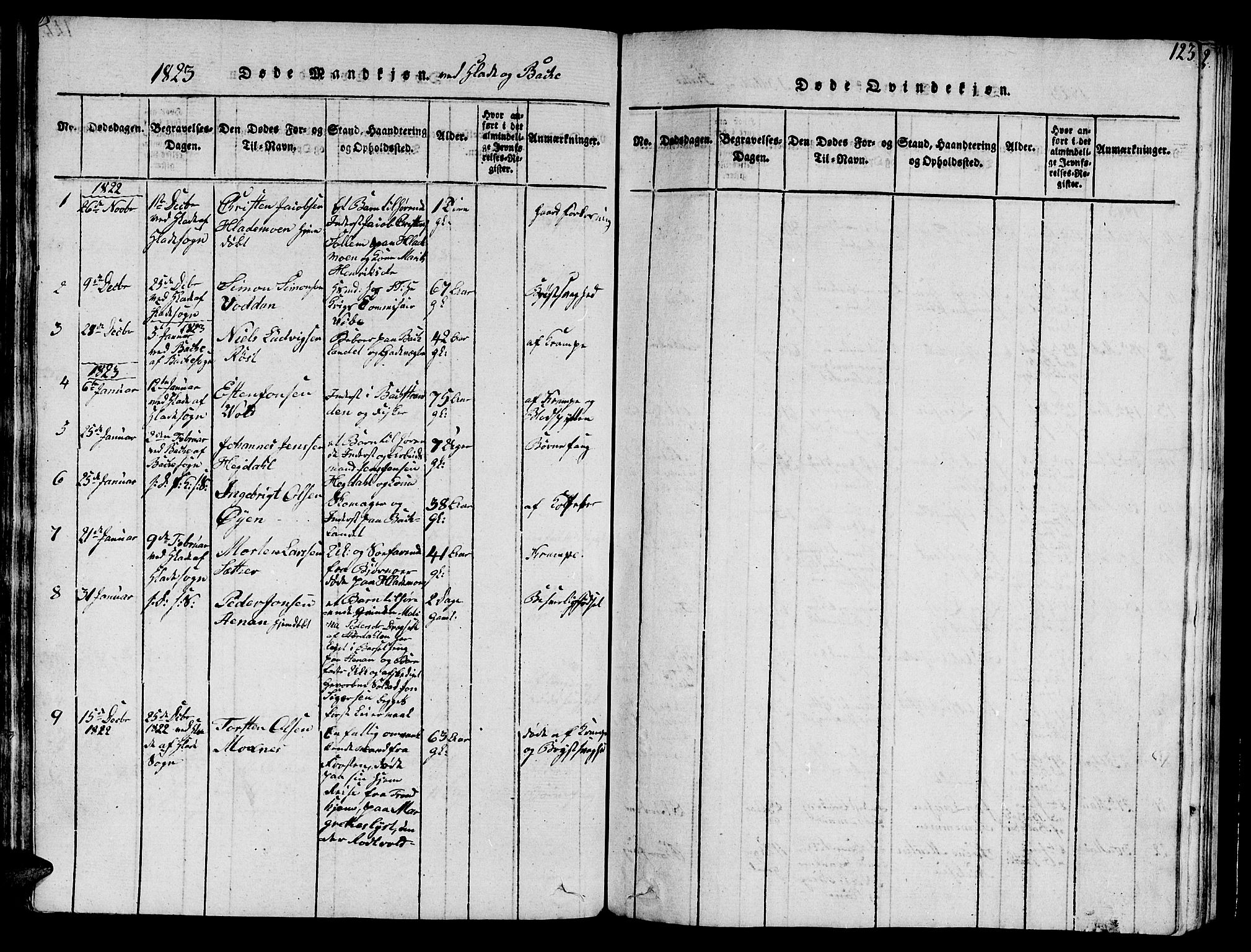 Ministerialprotokoller, klokkerbøker og fødselsregistre - Sør-Trøndelag, SAT/A-1456/606/L0307: Parish register (copy) no. 606C03, 1817-1824, p. 123