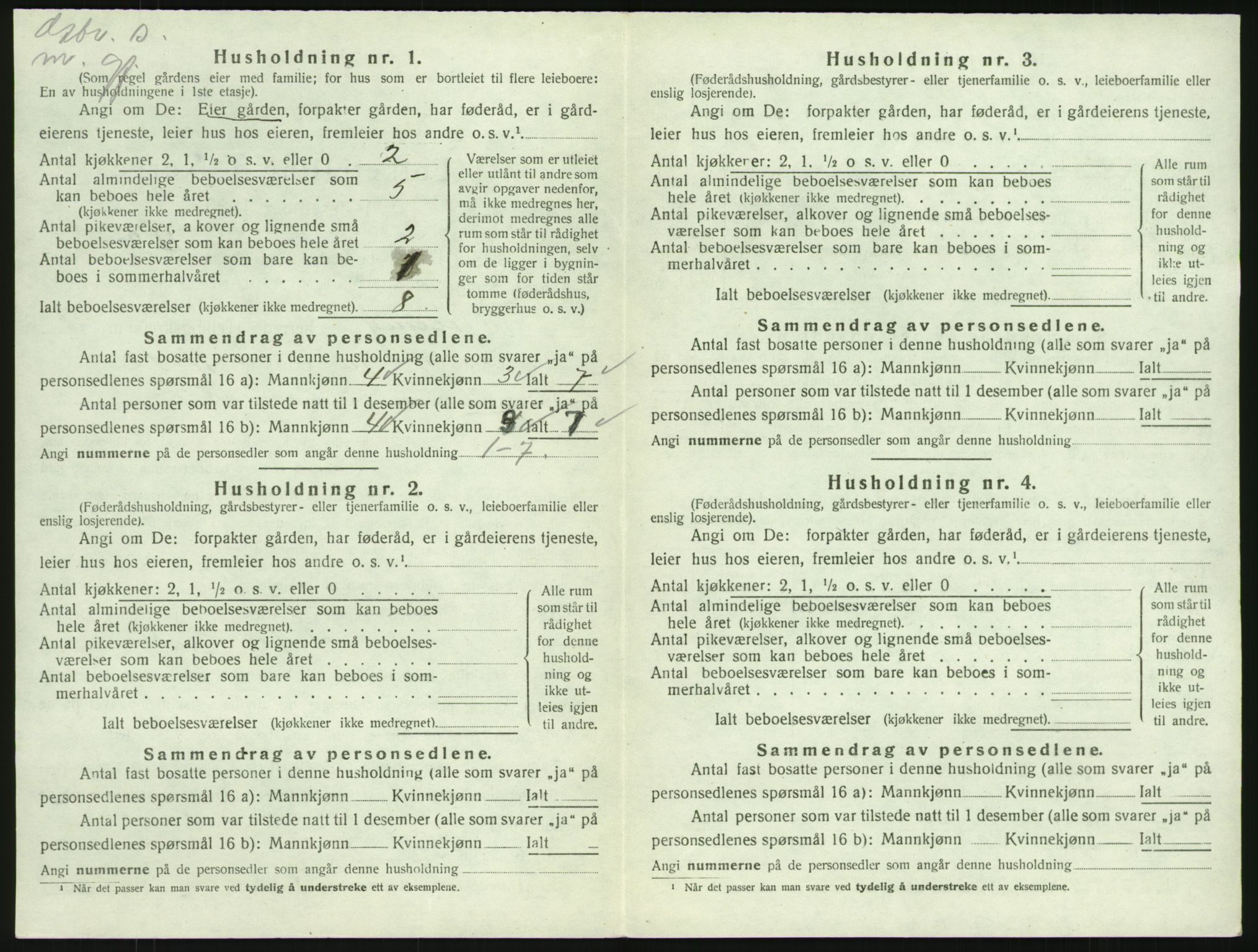SAKO, 1920 census for Tjølling, 1920, p. 1158