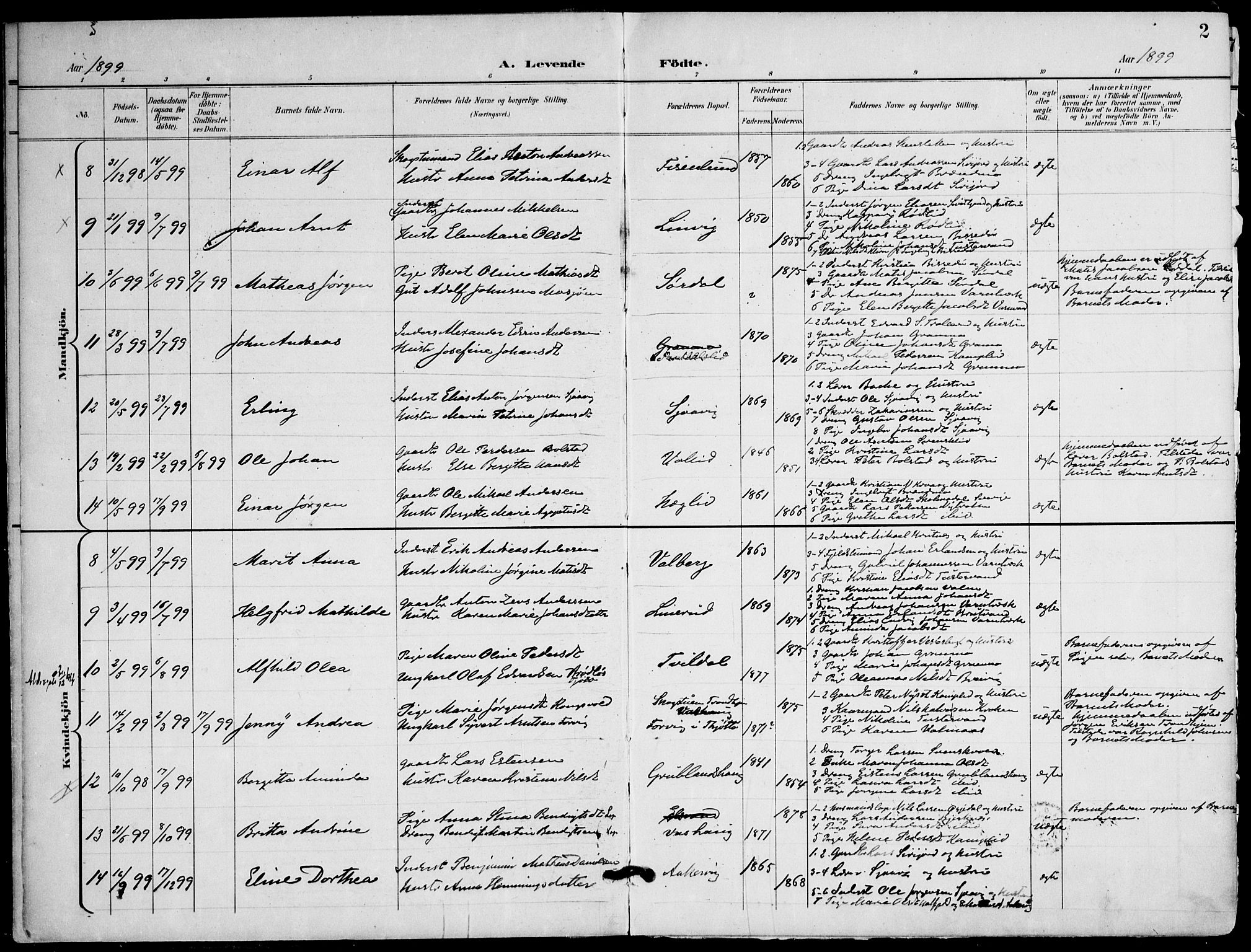 Ministerialprotokoller, klokkerbøker og fødselsregistre - Nordland, AV/SAT-A-1459/823/L0326: Parish register (official) no. 823A03, 1899-1919, p. 2